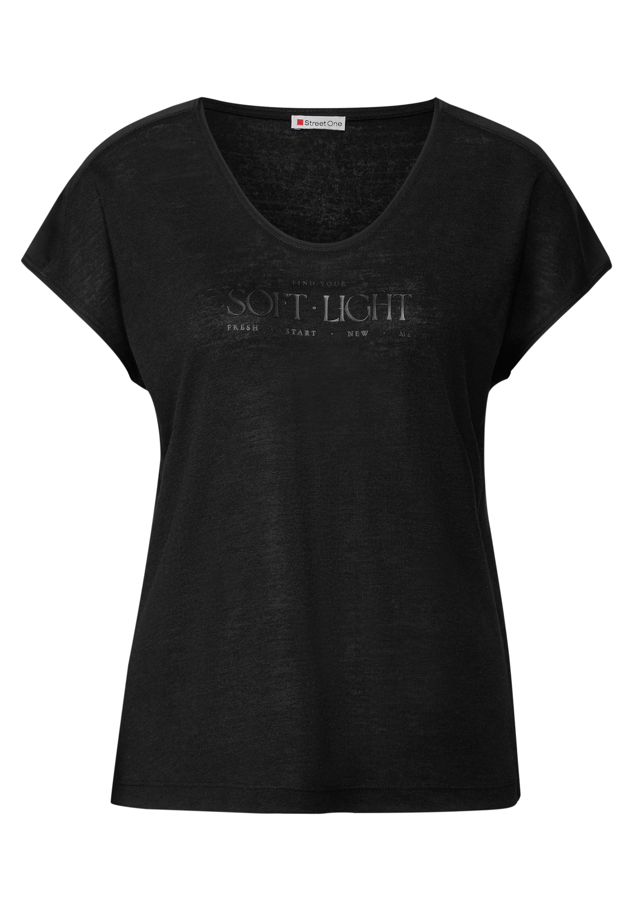 STREET ONE T-Shirt, mit abgerundetem V-Ausschnitt