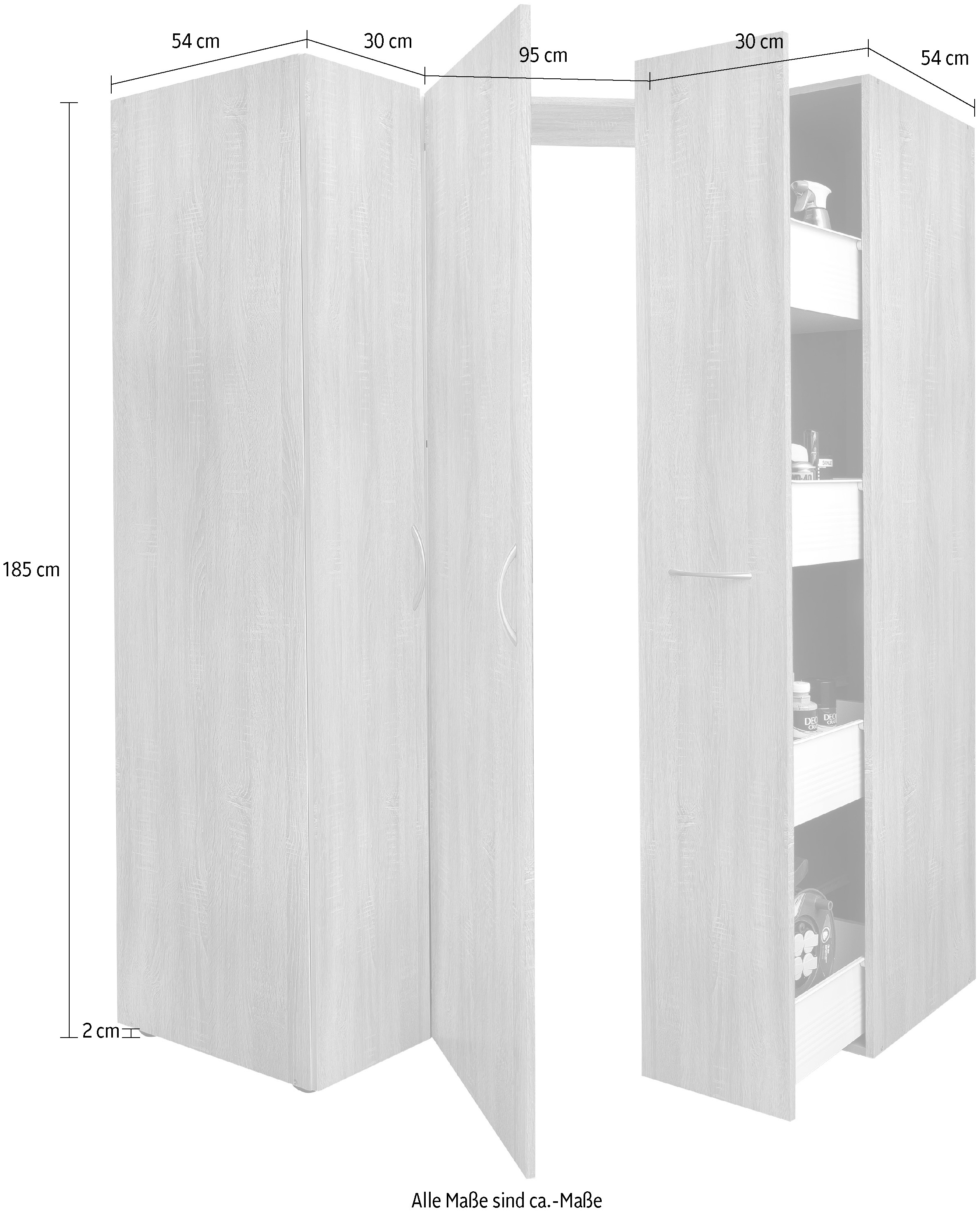 Wimex Mehrzweckschrank-Set »Multiraumkonzept, 3-teiliges Set, Stauraumwunder«, Ecklösung, individuell einsetzbar