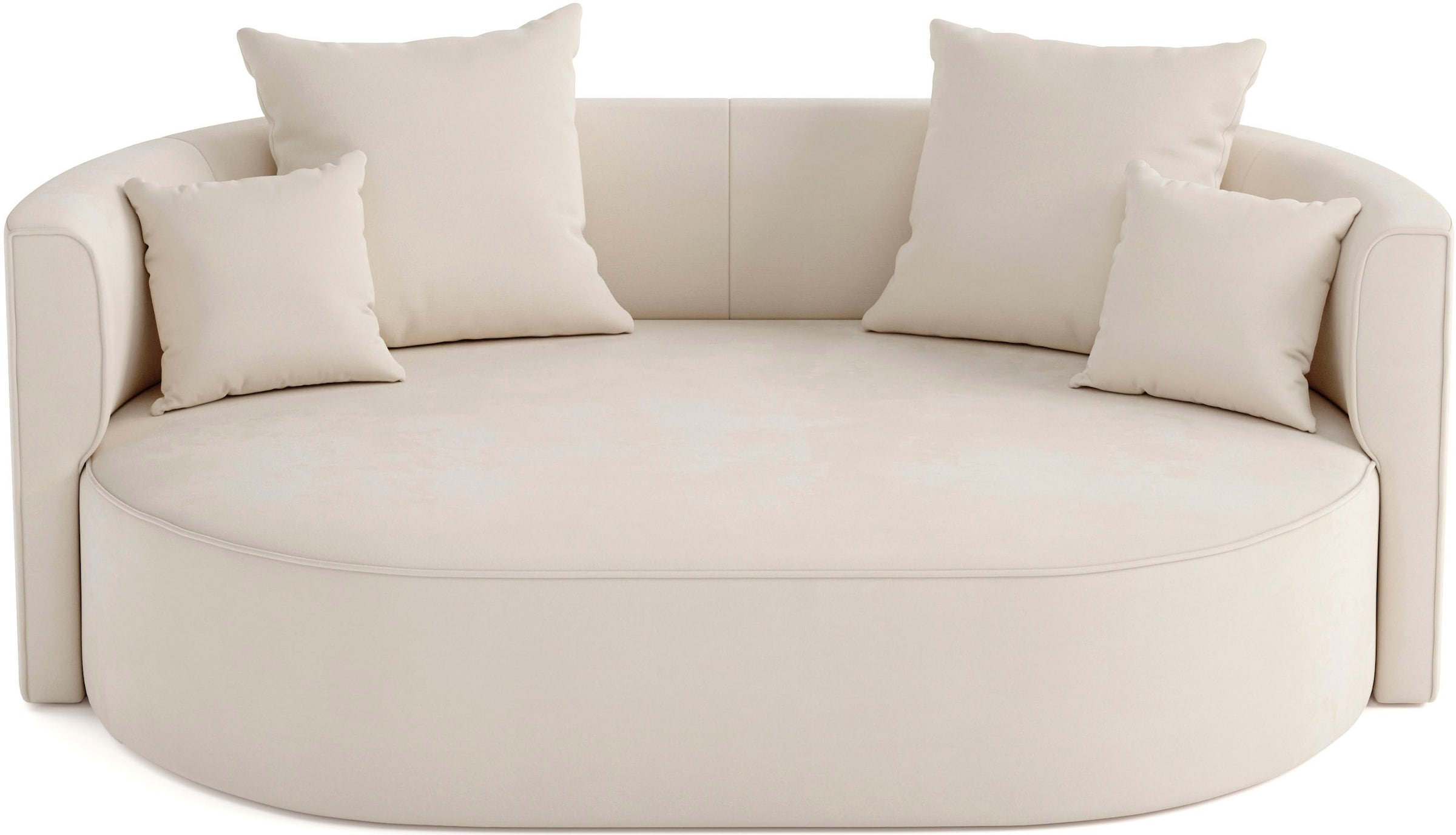LeGer Home by Lena Gercke 2,5-Sitzer »ISALIE, rundes Loungesofa, mit Kissen, perfekt gepolstert«, moderne Stoffe, mit 4 Zierkissen, extra große Sitzfläche