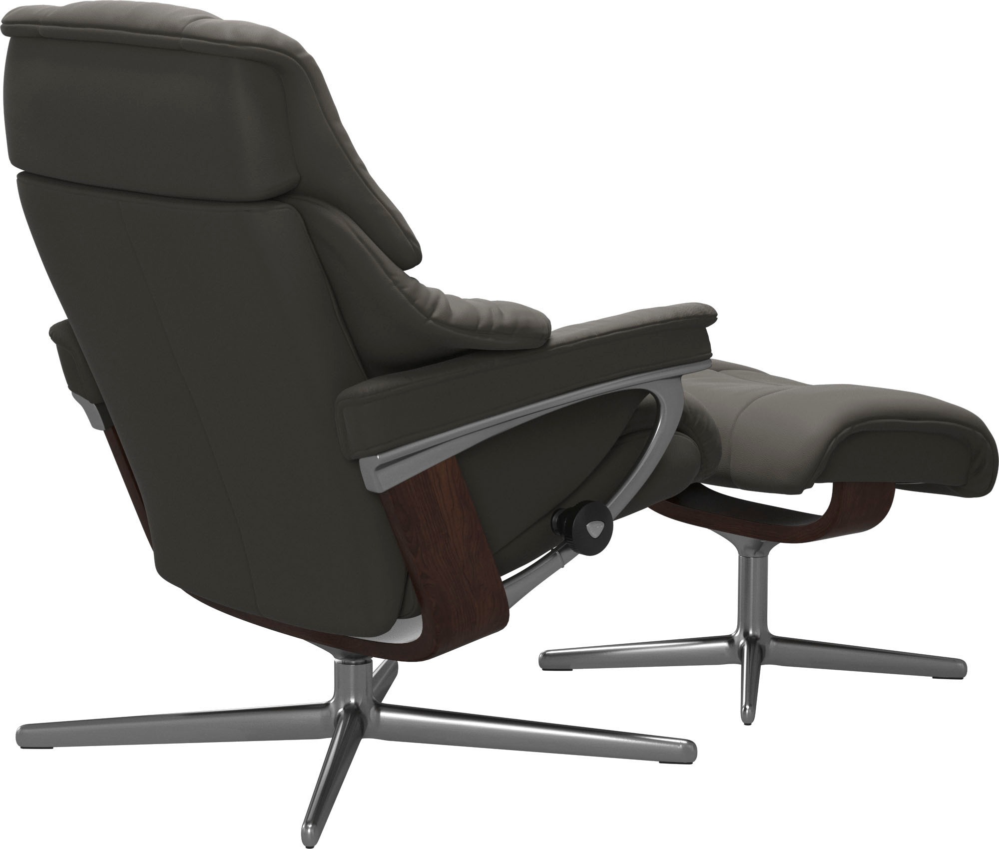 Stressless® Relaxsessel »Reno«, (Set, Relaxsessel mit Hocker), mit Hocker, mit Cross Base, Größe S, M & L, Holzakzent Braun