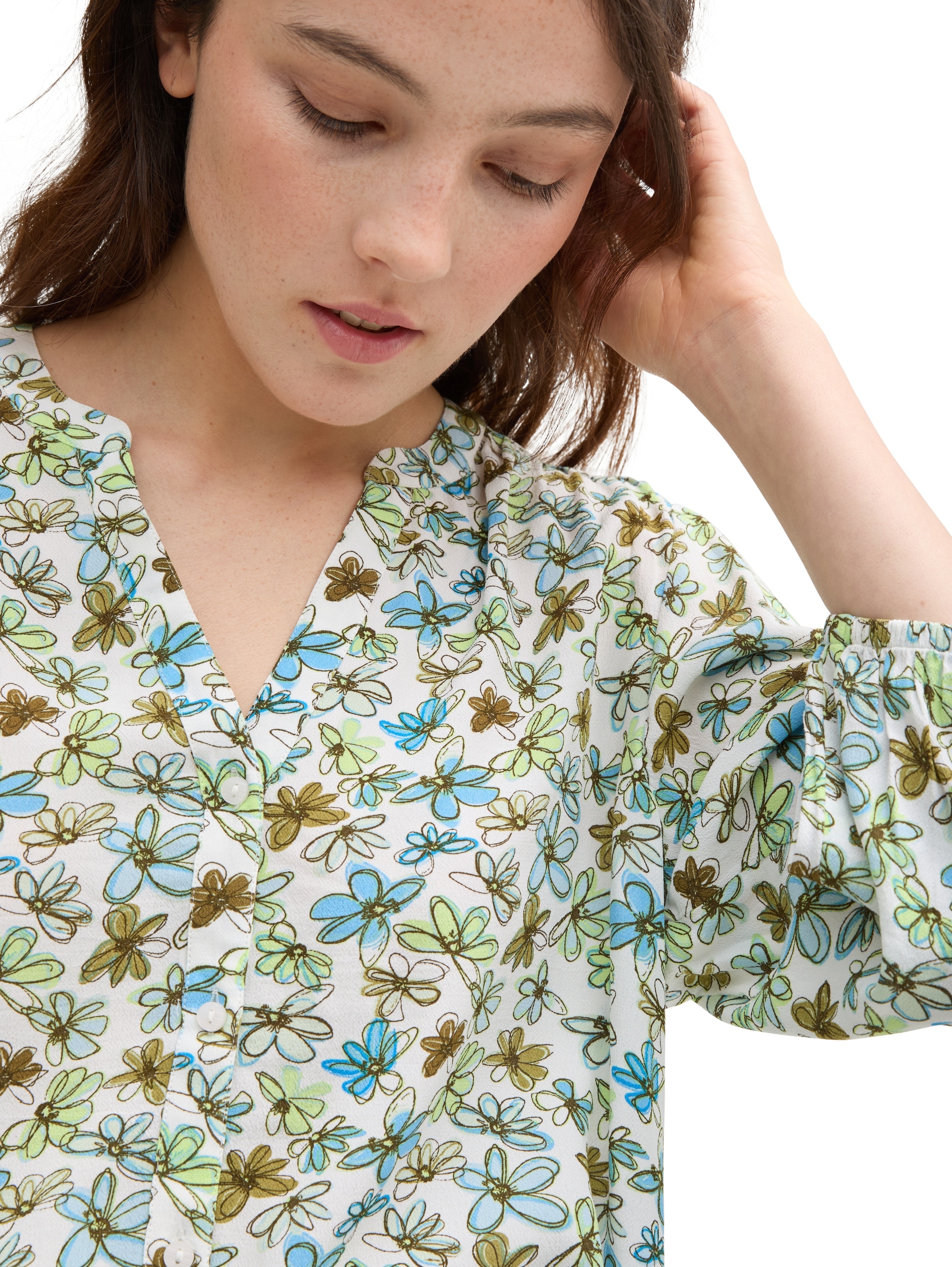 TOM TAILOR Denim Klassische Bluse, mit All-Over Print