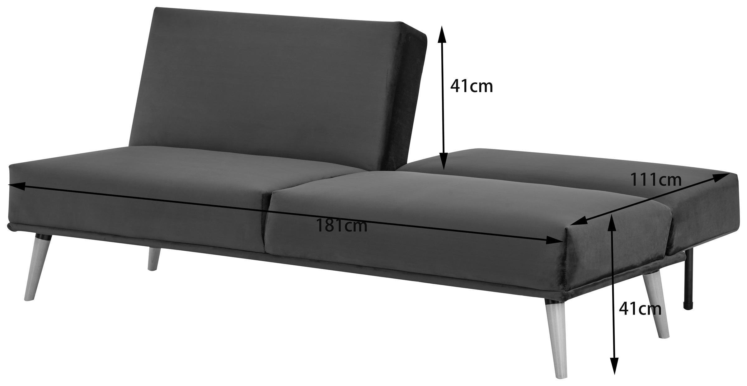 INOSIGN Schlafsofa »TRIPTON, 181 cm, klappbarer 3-Sitzer mit Schlaffunktion,«, verstellbarer geteilter Rücken