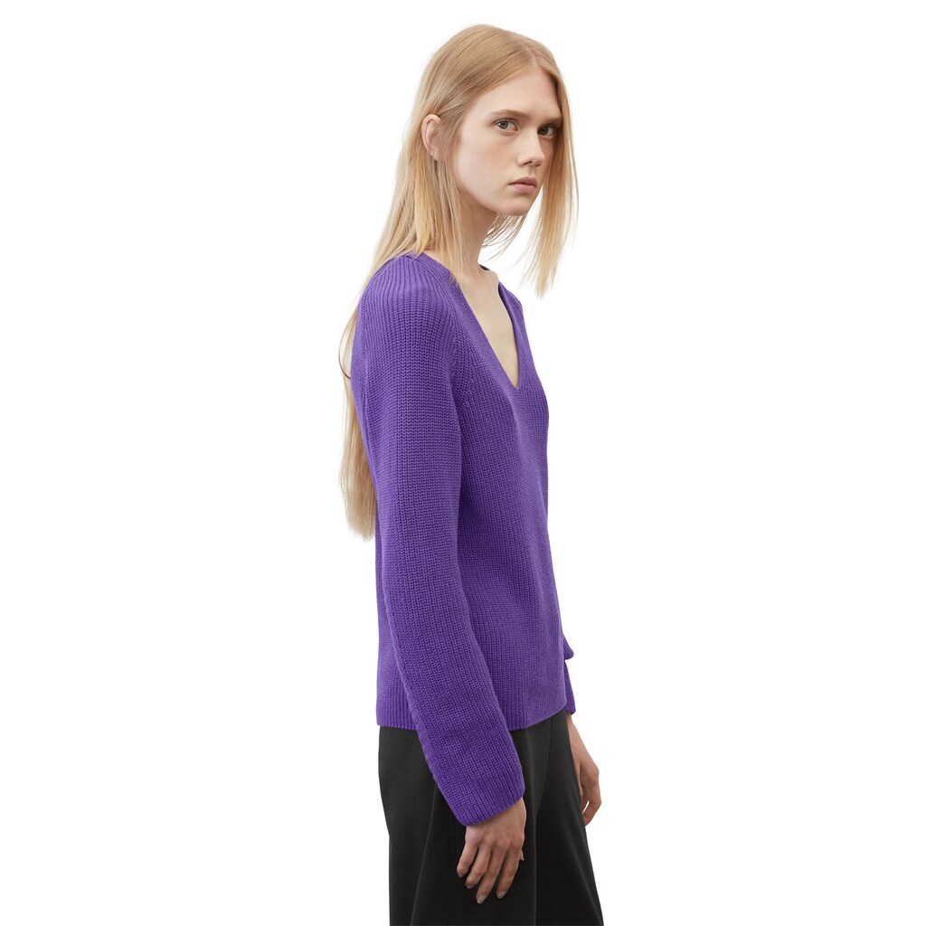 Damenmode Pullover Marc O'Polo Strickpullover »aus reinem Organic Cotton« lila