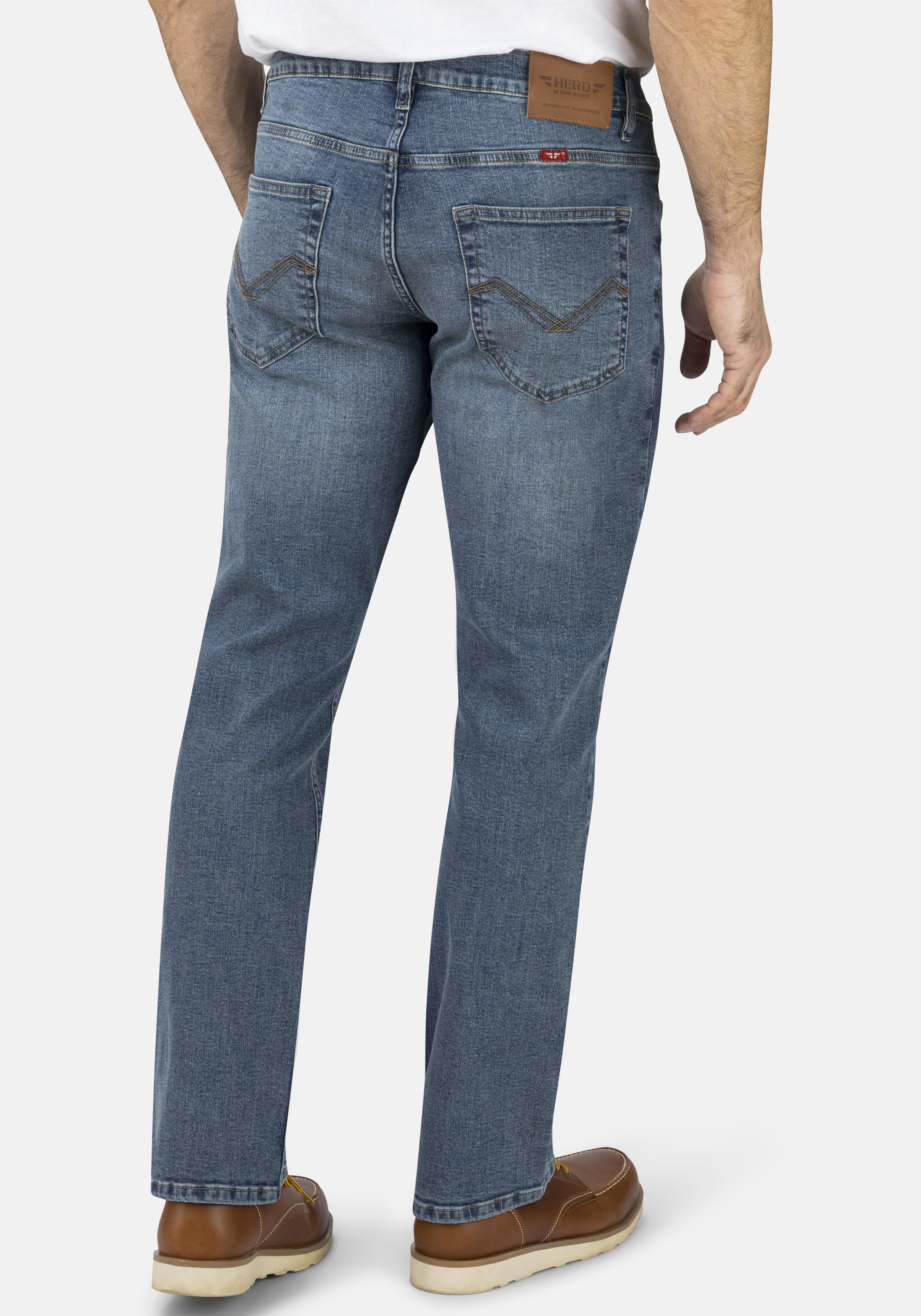 HERO by John Medoox 5-Pocket-Jeans »Phoenix Denim Big Straight Cut Stretch«, Straight Fit Casual Clean Wash Denim Jeans für Herren