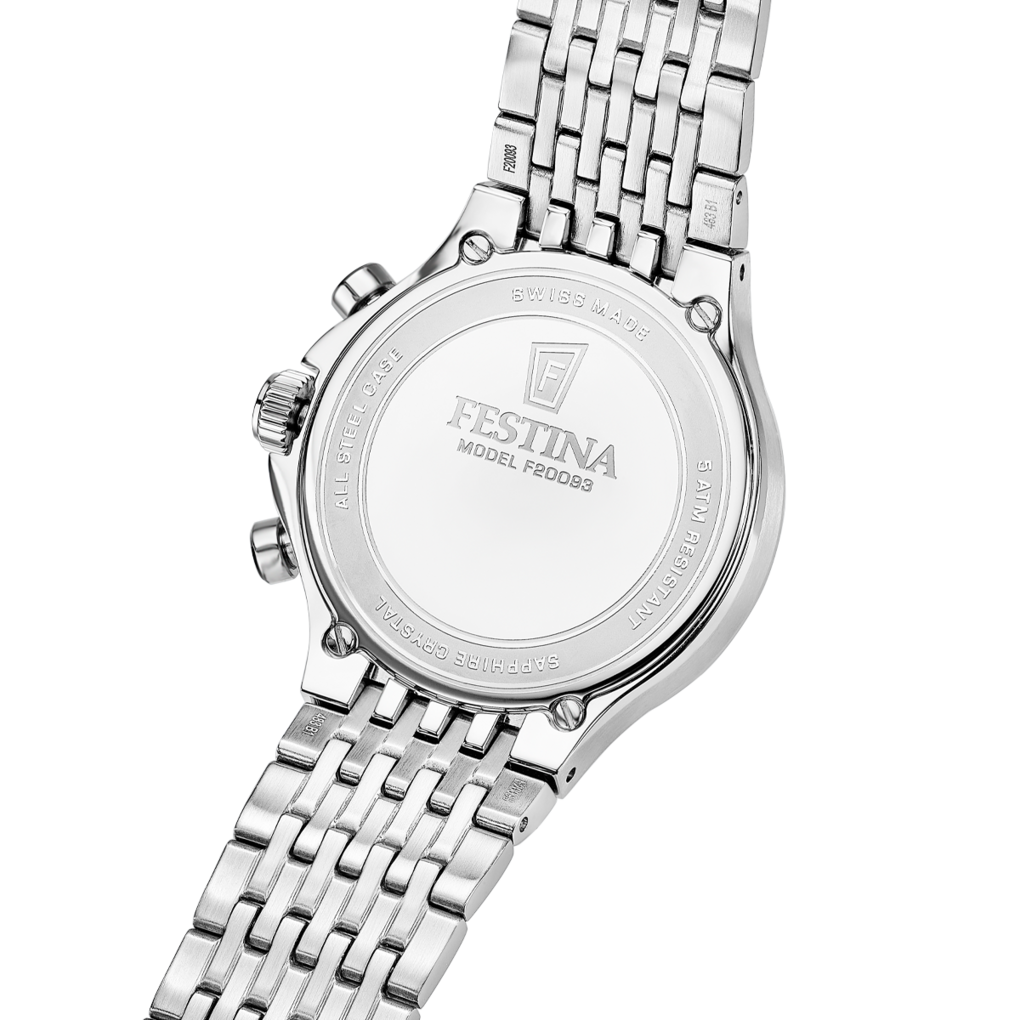Festina Chronograph »Chrono« Quarzuhr, Armbanduhr, Herrenuhr, Swiss Made, Edelstahlarmband, analog