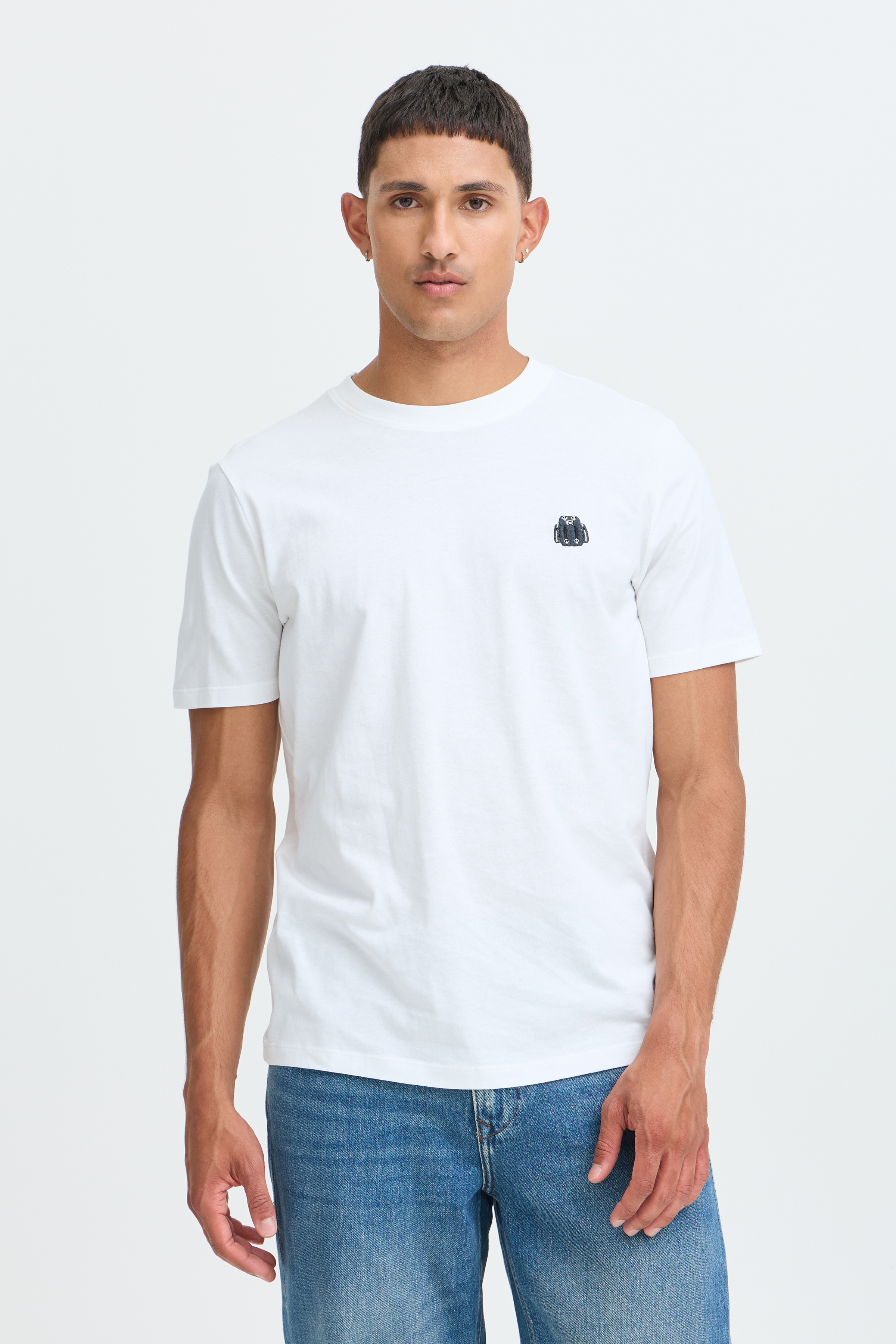 Blend Rundhalsshirt "BHLOGAN S/S EMB TEE" Baumwolle, regular fit