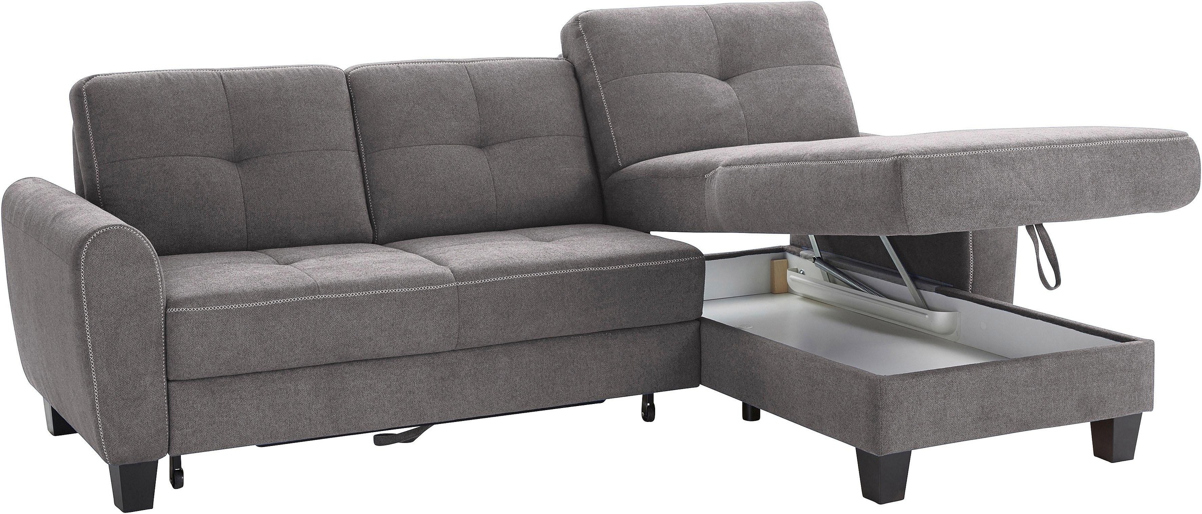sit&more Ecksofa »Varese L-Form«, mit Federkern, wahlweise mit Bettfunktion und Stauraum