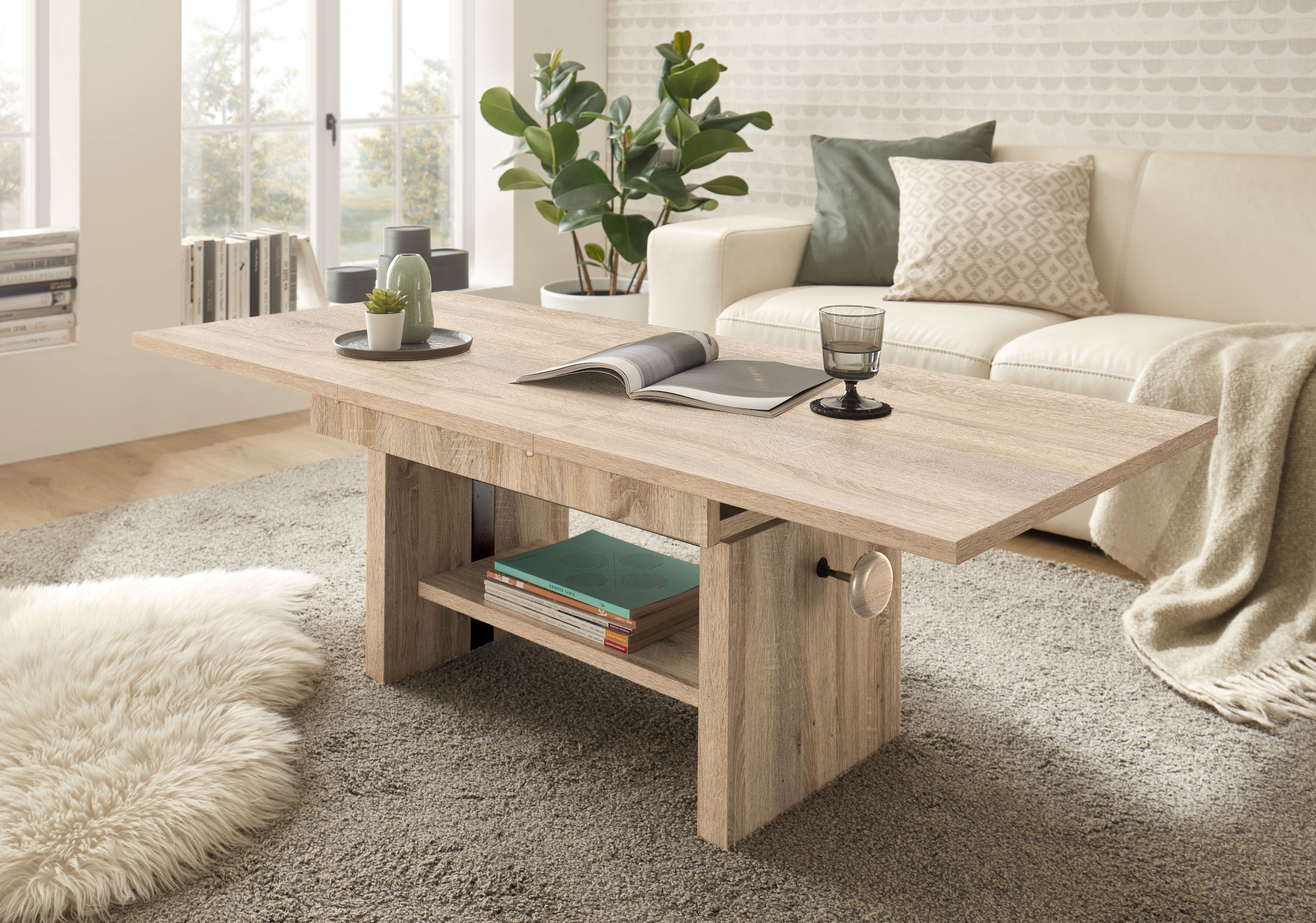 Stolkom Couchtisch »Event höhenverstellbar, ausziehbar, BxHxT 110-150x48-63x65 cm«, Höhenverstellbar mit Liftmechanik und ausziehbar in 3 Farbausführungen