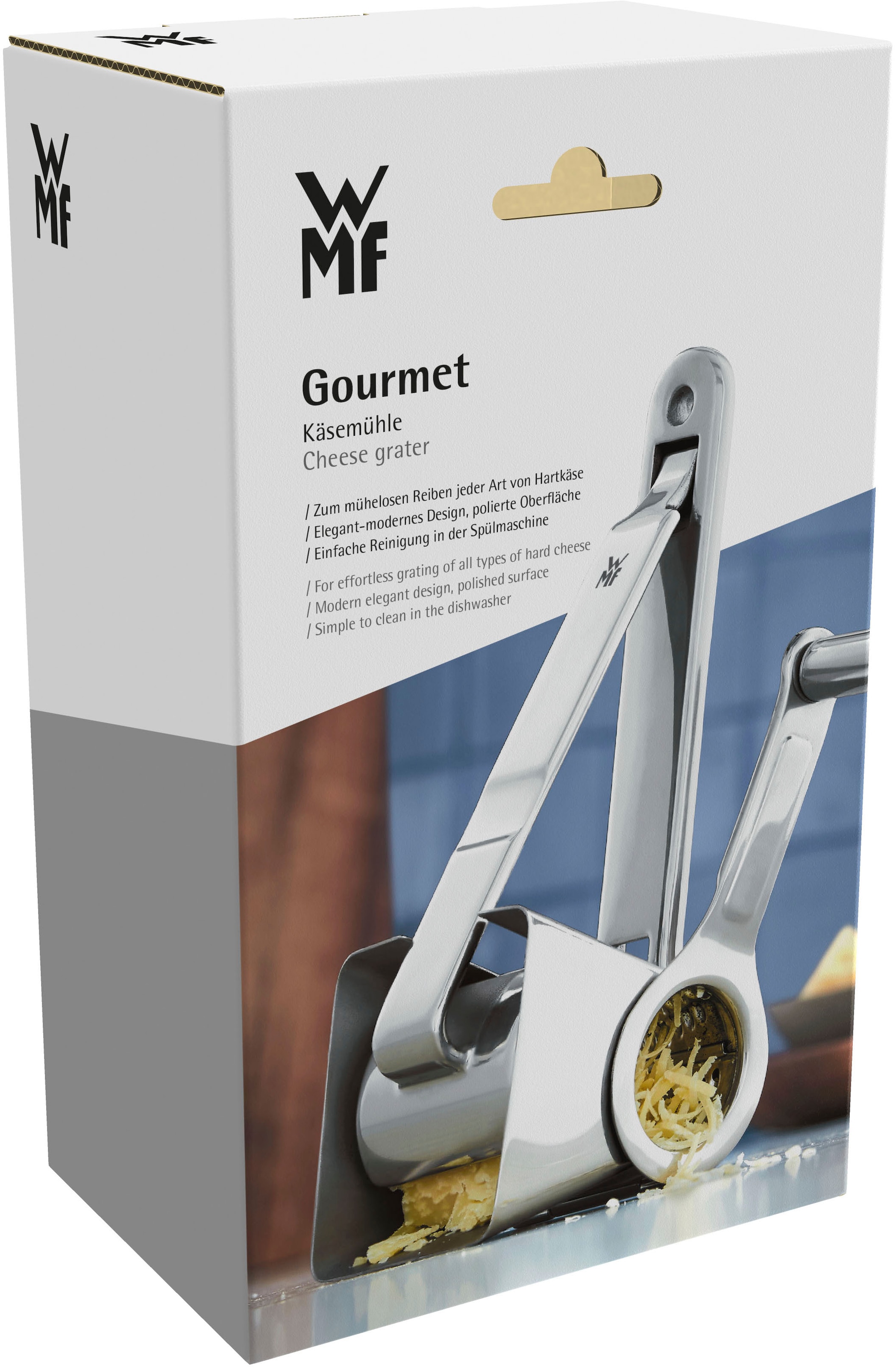 WMF Käsemühle »Gourmet«, (1 St.), mit Kurbel, Cromargan Edelstahl, für Parmesan, Nüsse, Schokolade uvm.