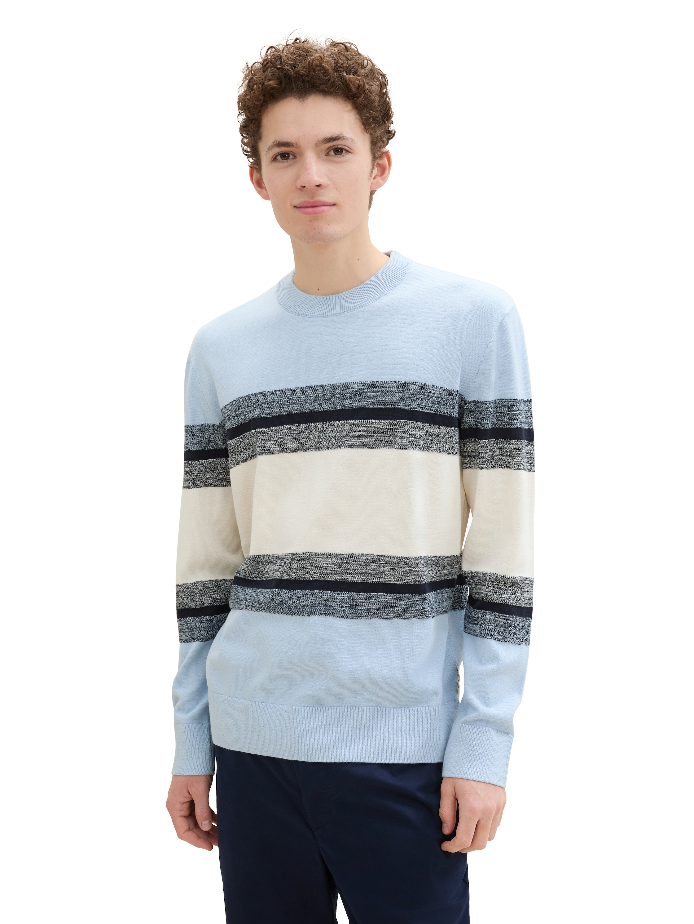 TOM TAILOR Denim Strickpullover, mit Blockstreifen