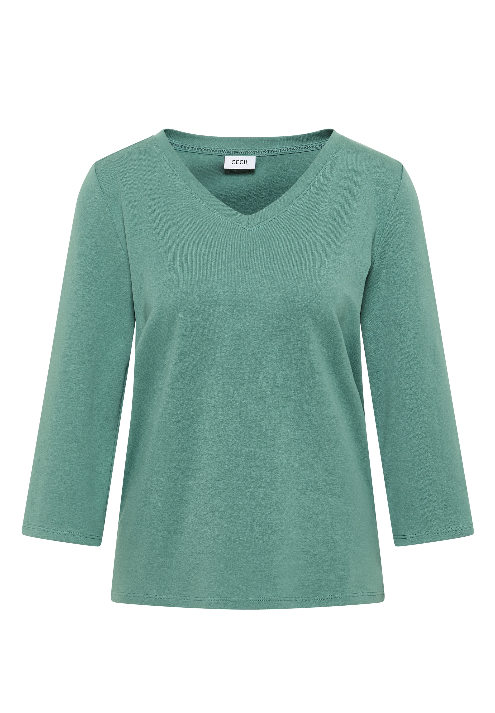 Cecil 3/4-Arm-Shirt, mit V-Ausschnitt, unifarben
