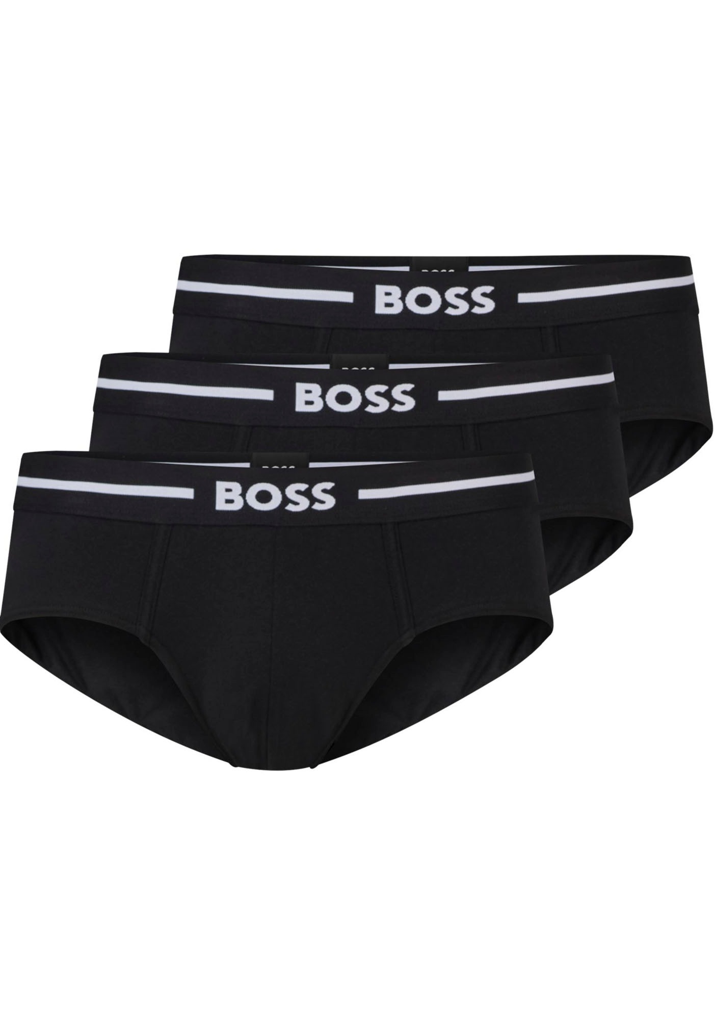 BOSS Hüftslip "HipBr 3P Bold", (Packung, 3 St., 3er Pack), mit markantem BOSS Logo-Elastikbund