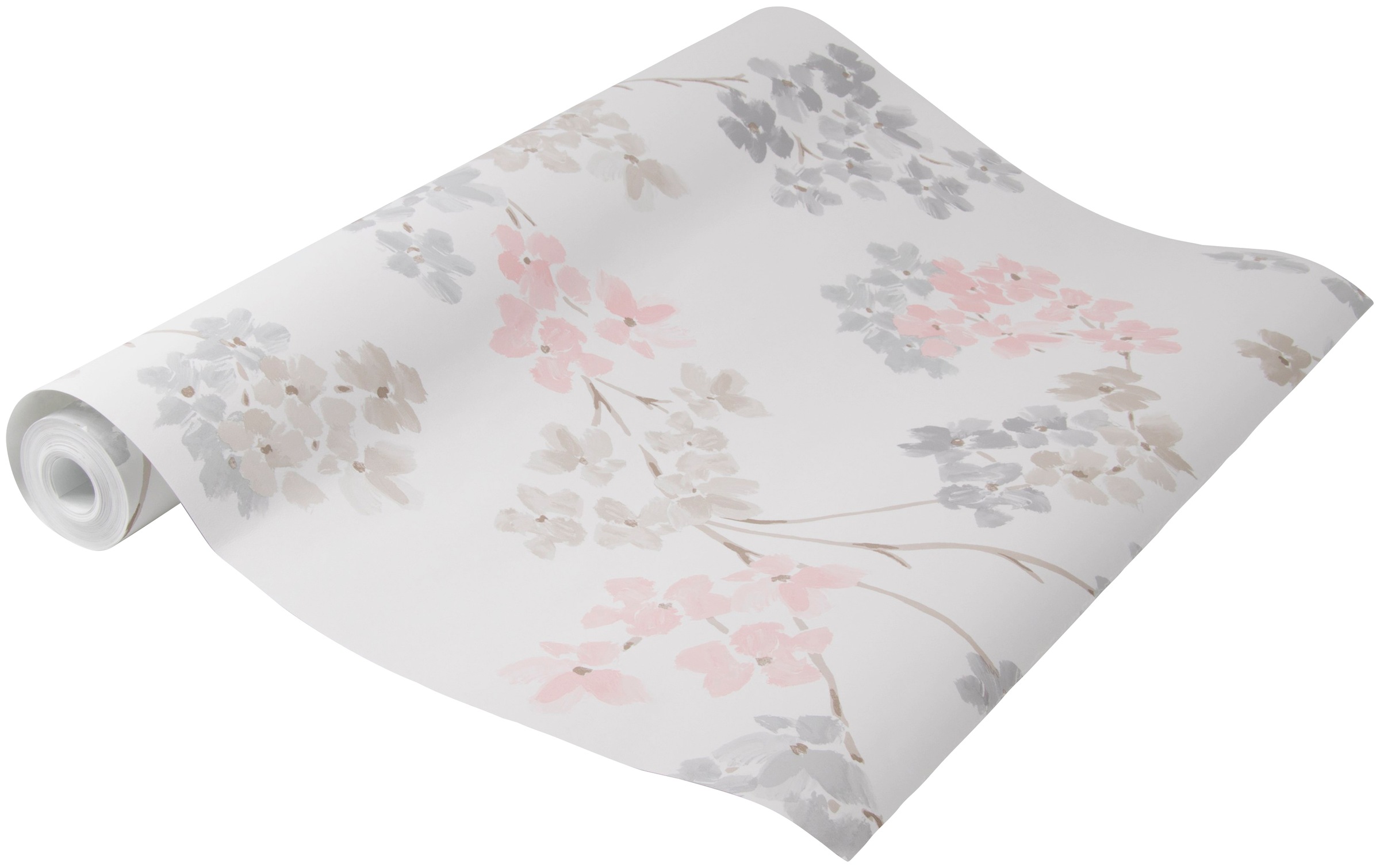 Thumbnail - Superfresco Easy Vliestapete "Blumen" geblümt glatt Rosa/Grau - 10m x 52cm