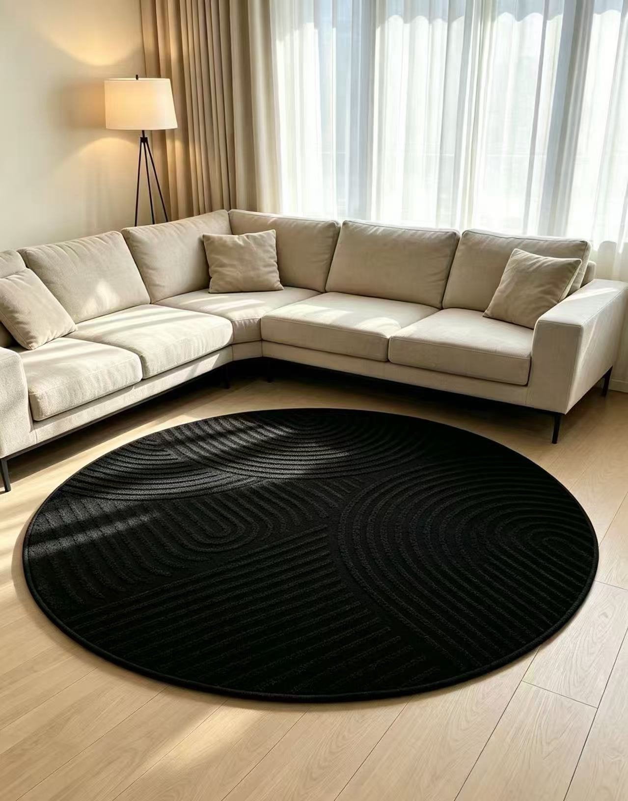 OTTO home Teppich "Jola Hoch-Tief-Design, Scandi-Look, Zen, 140 cm" rund 10 mm Höhe Boho, Modern, 3D, Wohnzimmer, Schlafzimmer, wasserabweisend