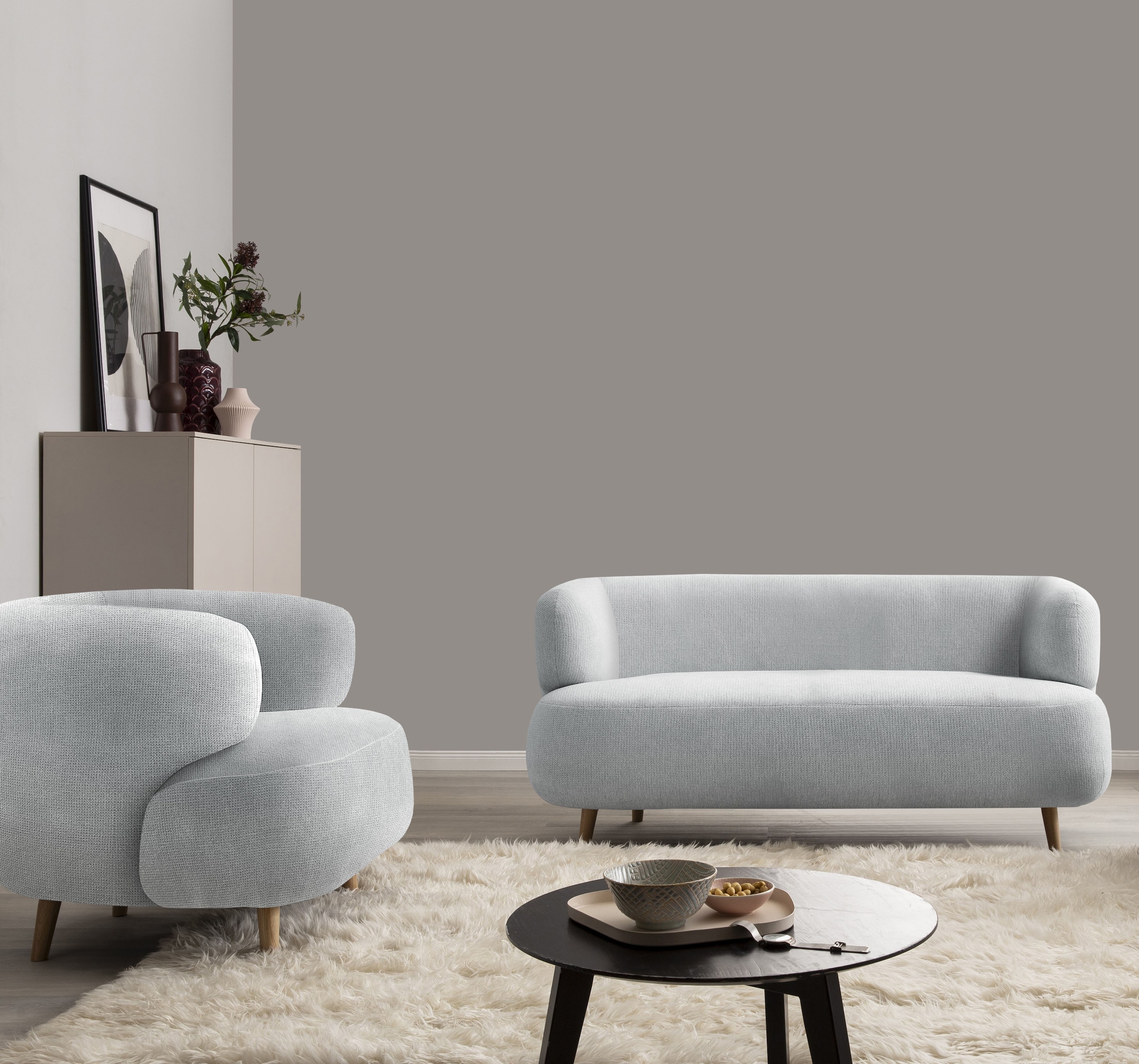 Home affaire Polstergarnitur "Tistam" 2-teilig, 2-Sitzer und Sessel, runde, günstig online kaufen