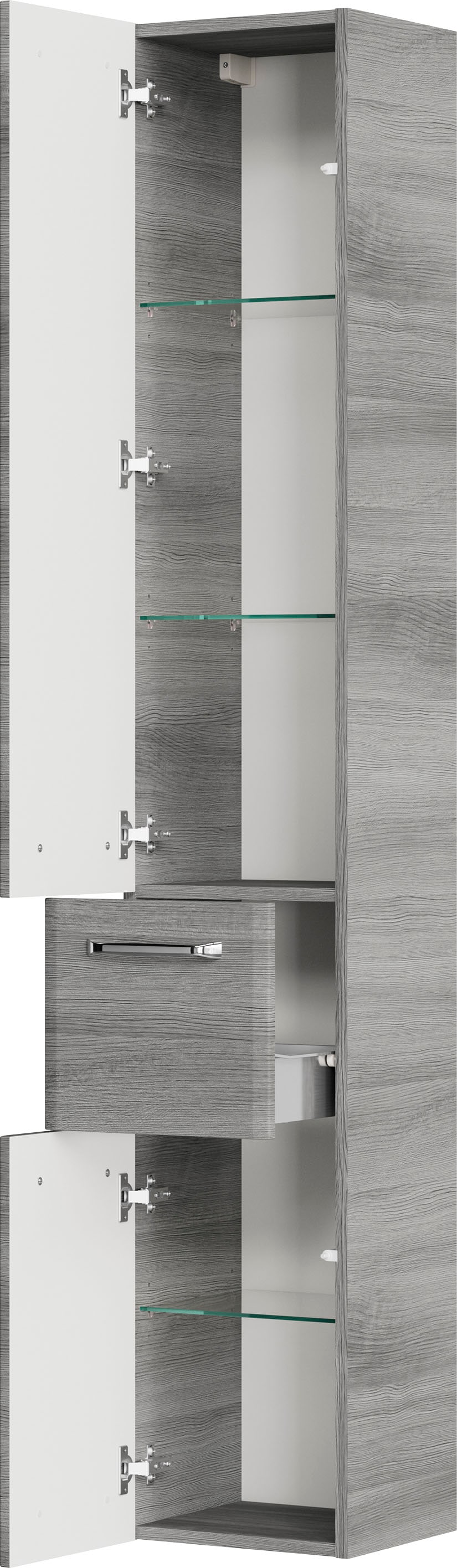 Saphir Badmöbel-Set »Quickset 328 5-teilig, Waschbeckenunterschrank mit LED-Spiegelschrank«, (5 St.), Badezimmer Set inkl. Türdämpfer, Badschrank, ohne Waschbecken, 8 Türen