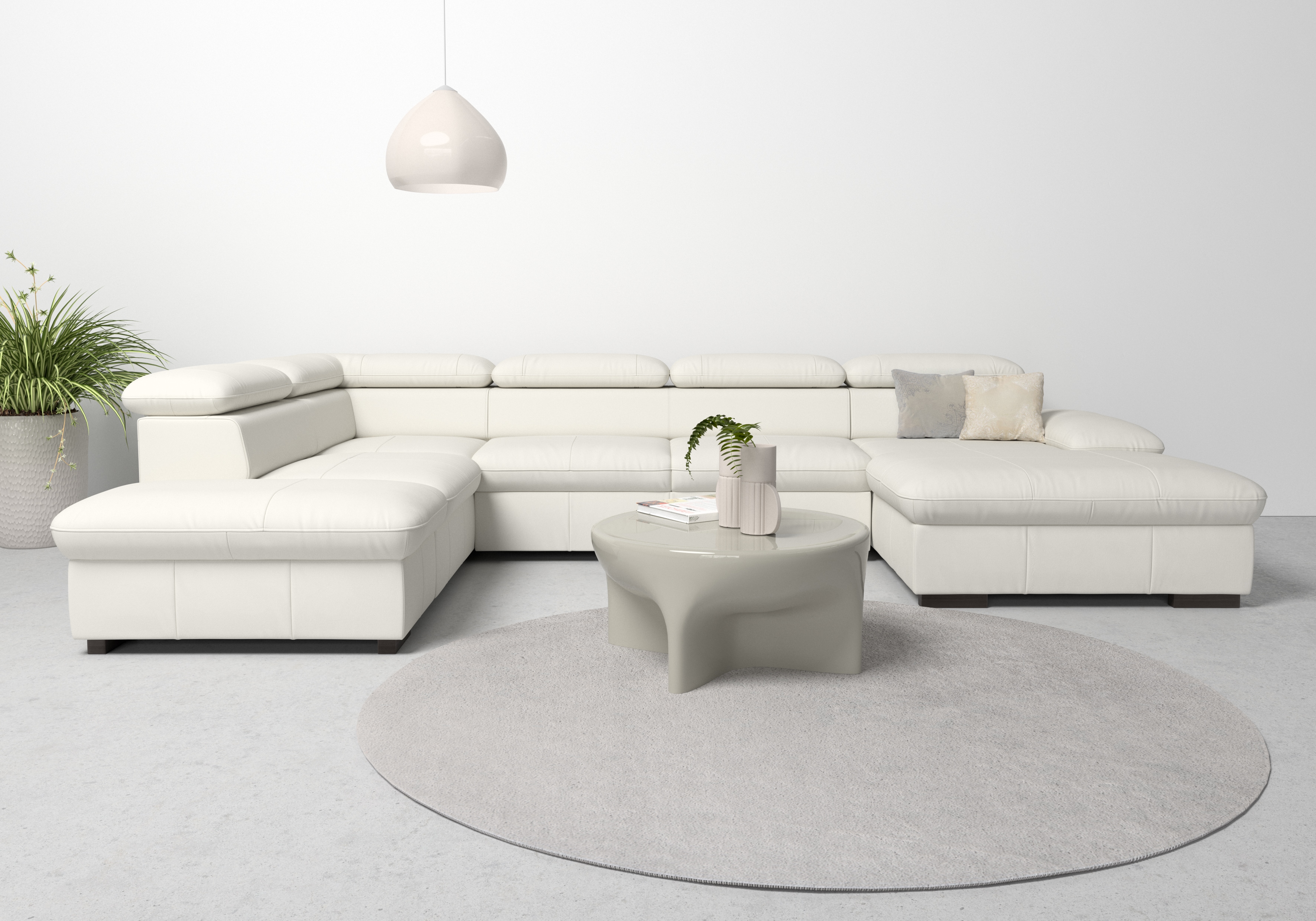 OTTO home Wohnlandschaft "Alberto U-Form, B: 350 cm, mit Kopfteilverstellung, XXL-Sofa" optional mit Schlaffunktion, Couch mit Lederoption