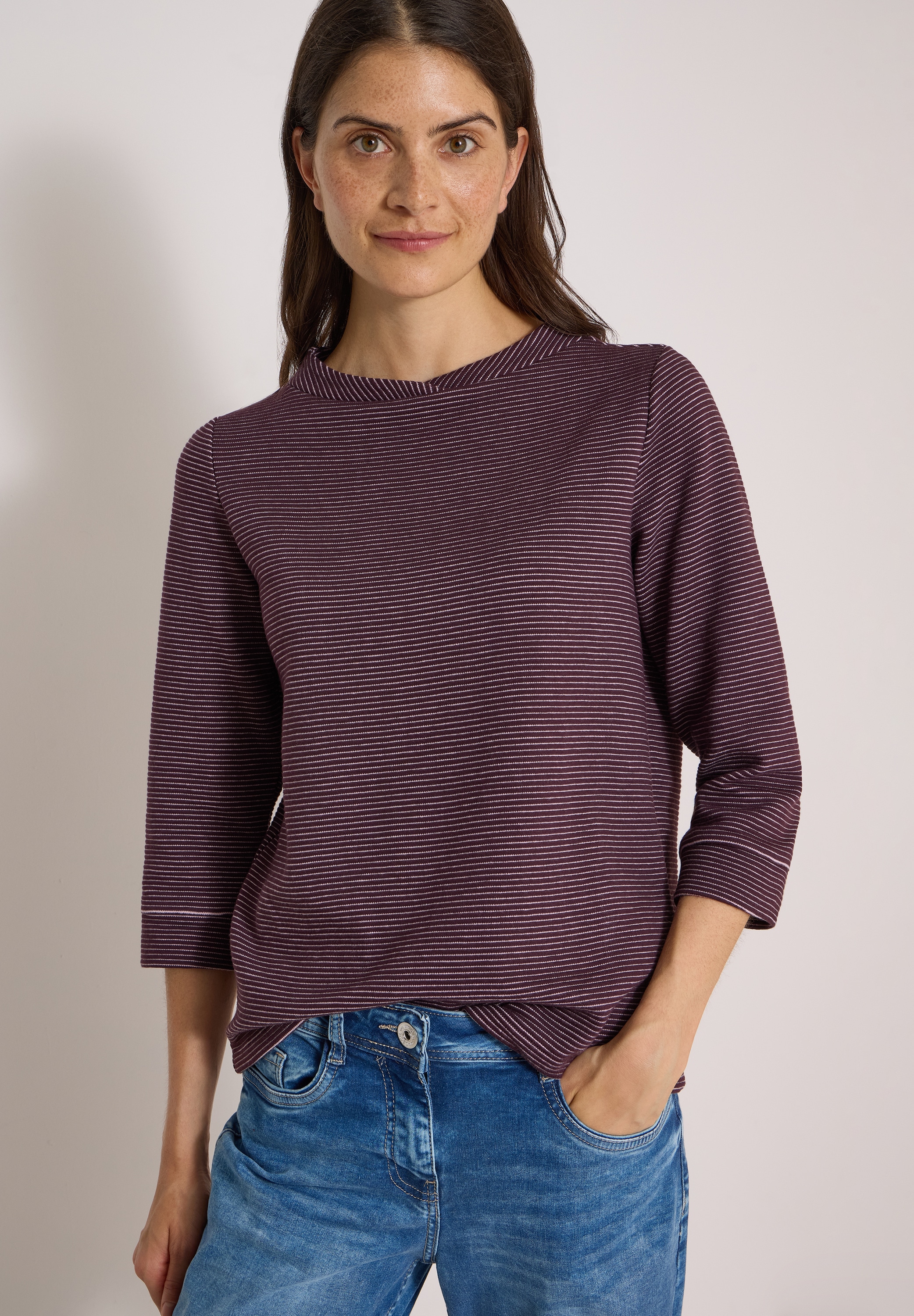 Cecil 3/4-Arm-Shirt Ottoman Shirt im Two-Tone-Look