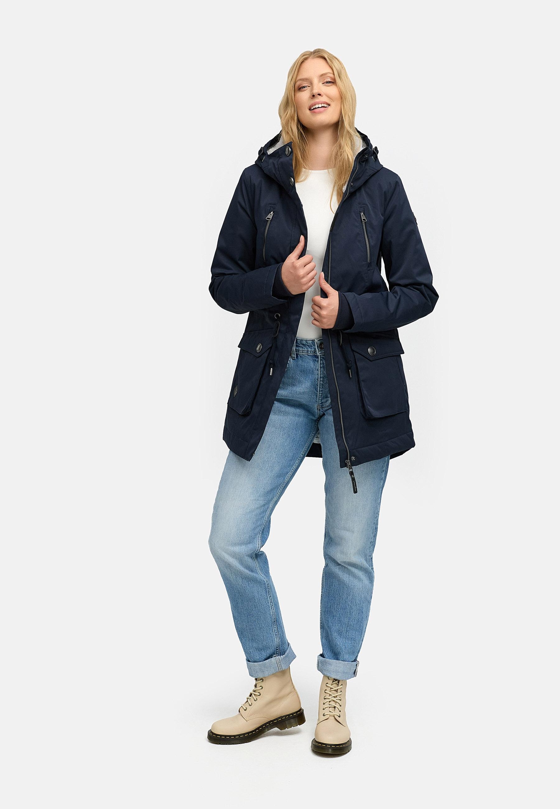 Ragwear Kurzmantel »Ellsa YOUMODO«, Winterparka mit auffälligen Taillenzugkordeln und Kapuze