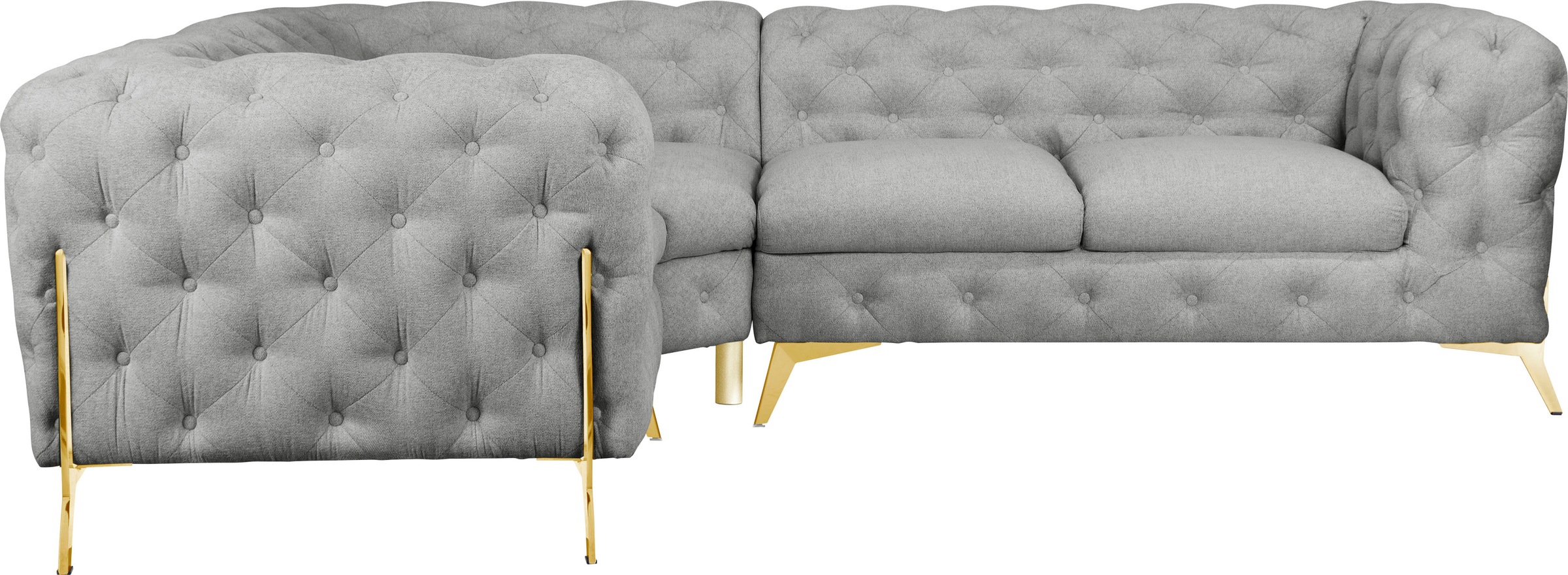 Leonique Chesterfield-Sofa »Amaury L-Form«, Chesterfield-Optik, Breite/Tiefe je 262 cm, Fußfarbe wählbar