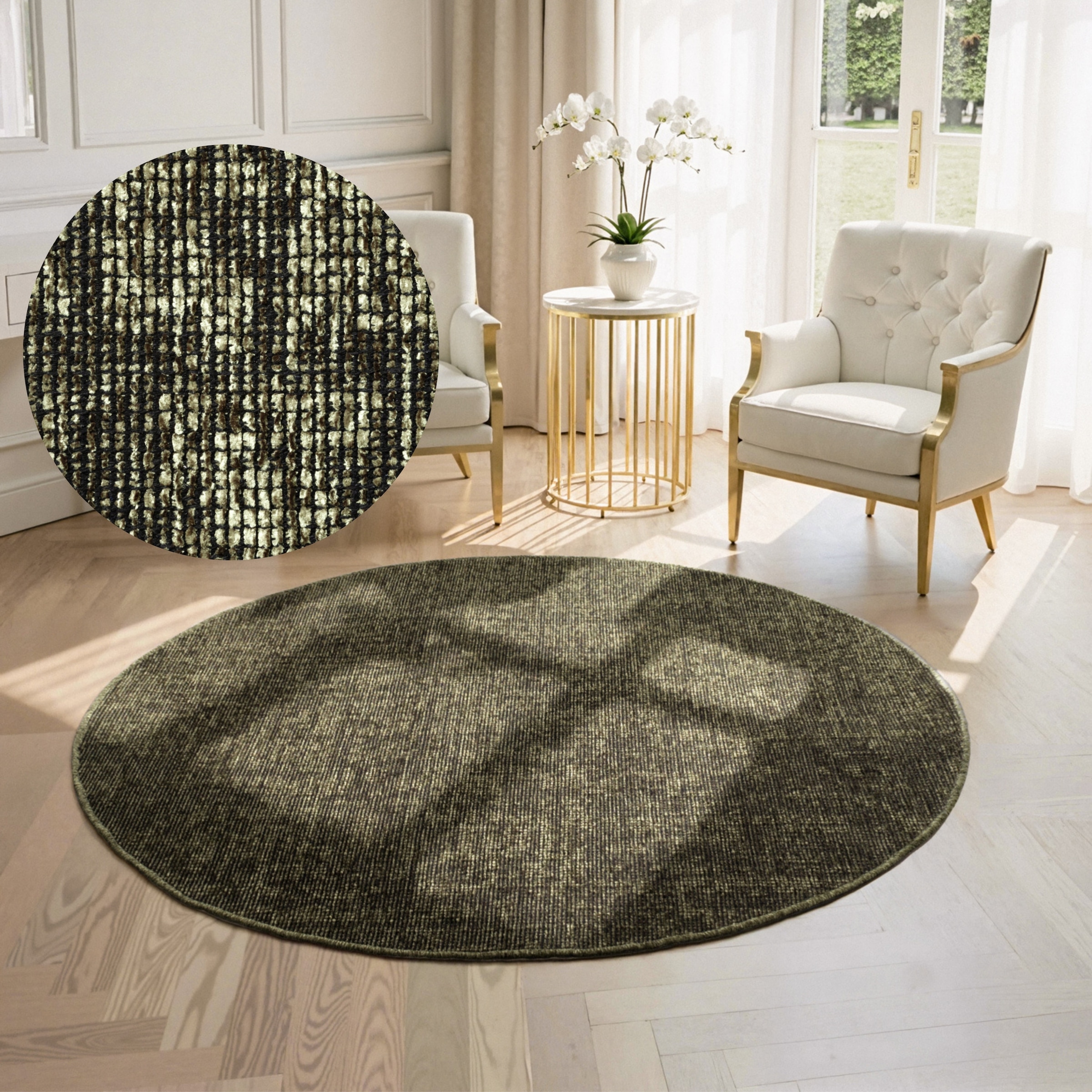 ELLE DECORATION Teppich "Prisma" rund 5 mm Höhe Glanz-Effekt, Karo Design, günstig online kaufen