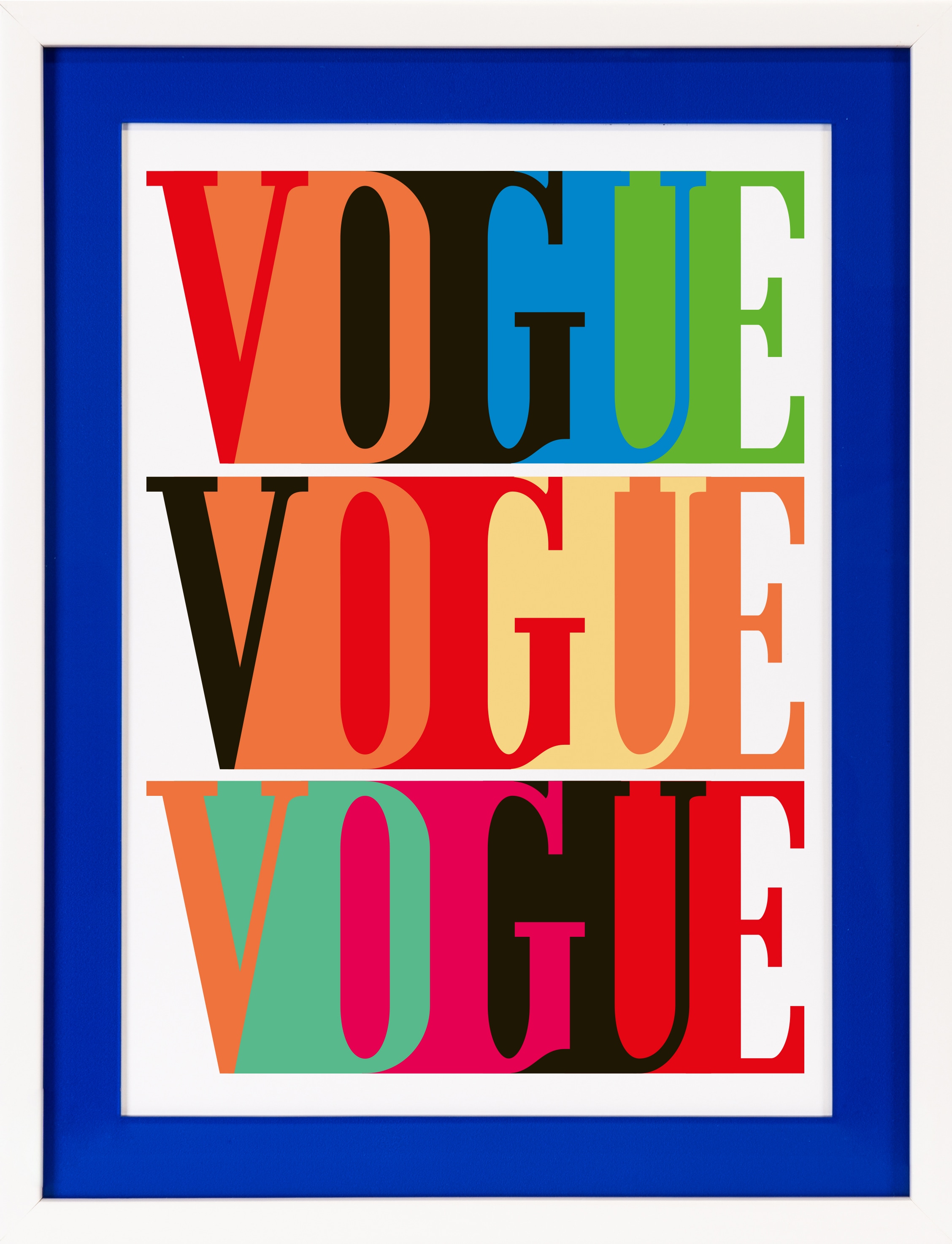 queence Bild mit Rahmen »Vogue, Sprüche, Text«, Fashion-Magazincover-Kunst, (1 St.), Poster mit buntem Acrylglas Passepartout