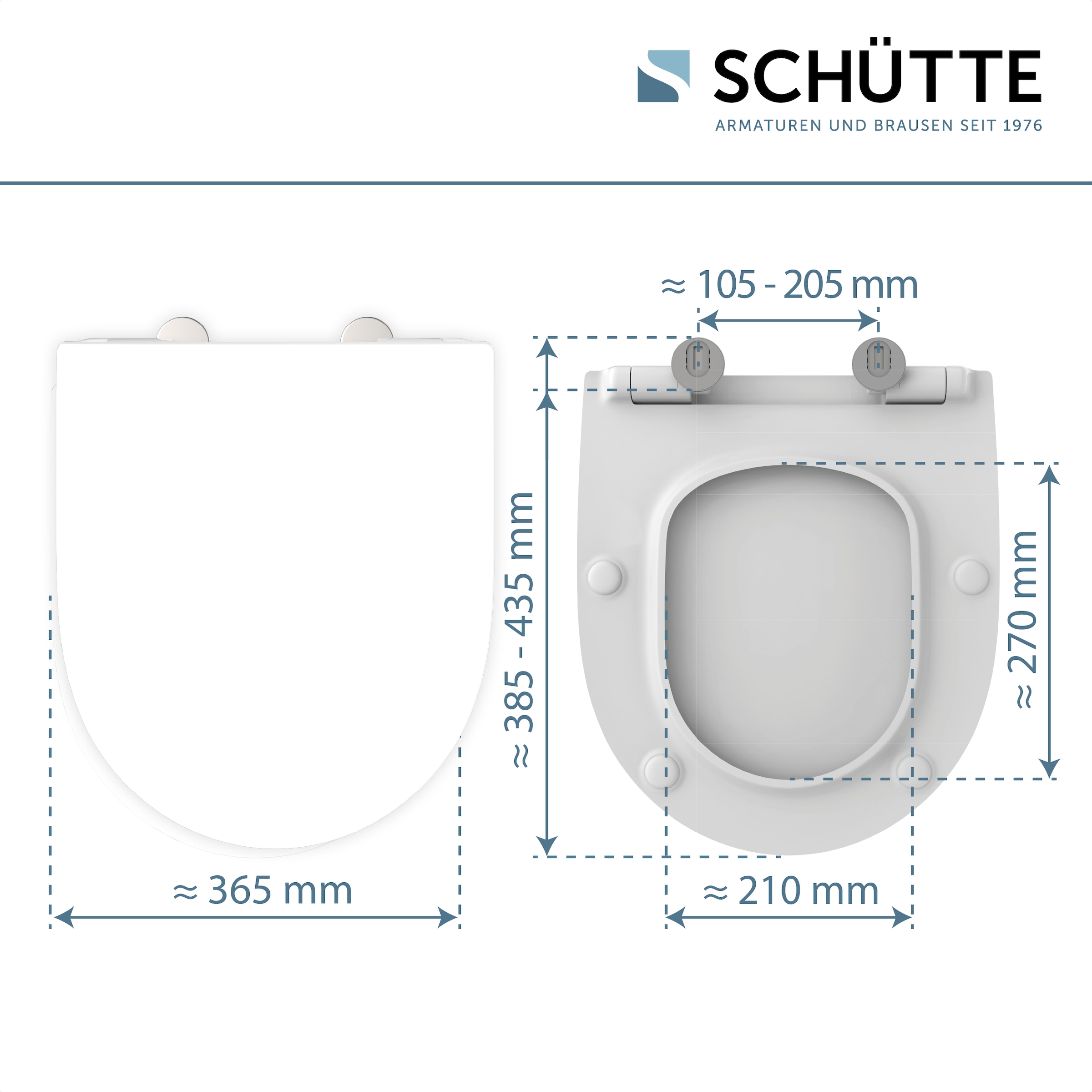 Schütte WC-Sitz »Duroplast, WHITE D-Form PRO 6« WC-Sitz, Befestigungsmaterial, Montageanleitung,  mit Absenkautomatik und Schnellverschluss