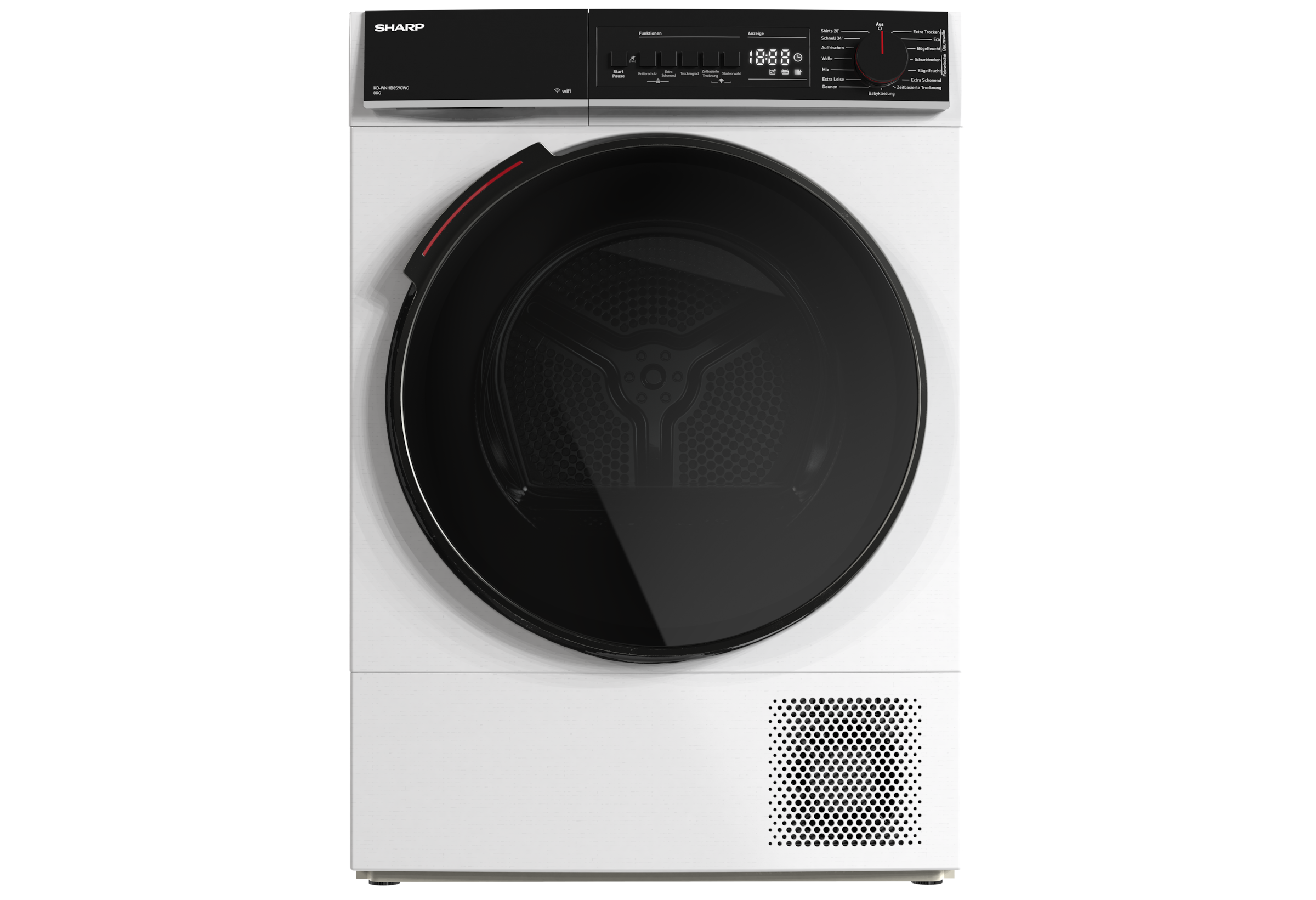 Sharp Wärmepumpentrockner »KD-WNHB8S9GWC-DE« 8kg / +WIFI / EEKC / 2 Tasten / XXL-Tür voll-schwarz / Weiß