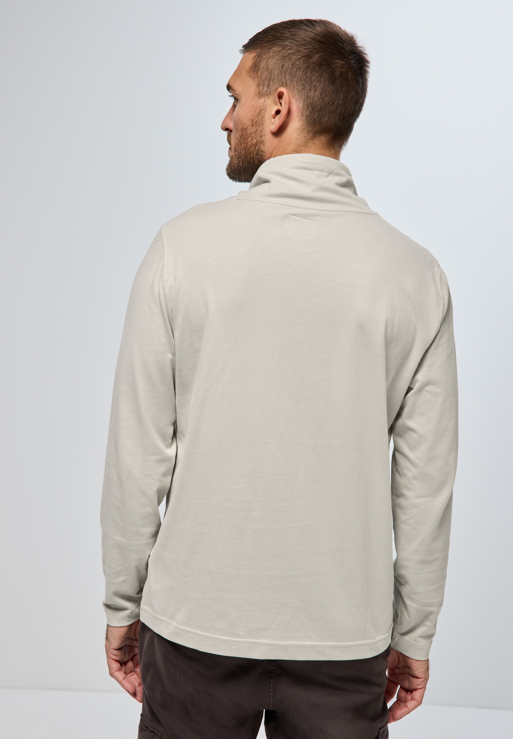 STREET ONE MEN Langarmshirt, mit Tunnelzugband am Kragen