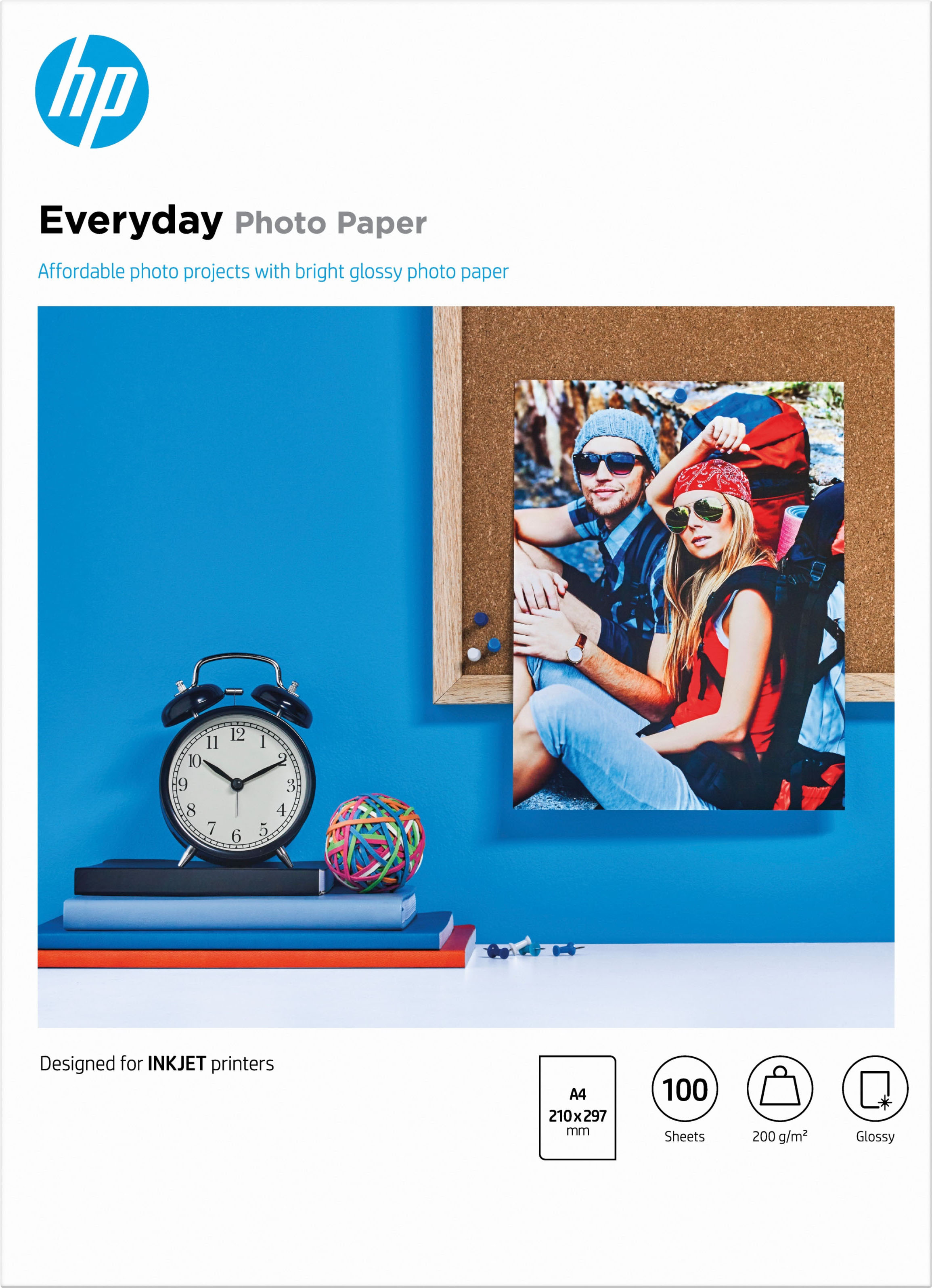 HP Fotopapier "Everyday glänzend - A4 (210 x 297 mm) - 100 Blatt", B:21,16cm H:30cm, weiß, Papiere