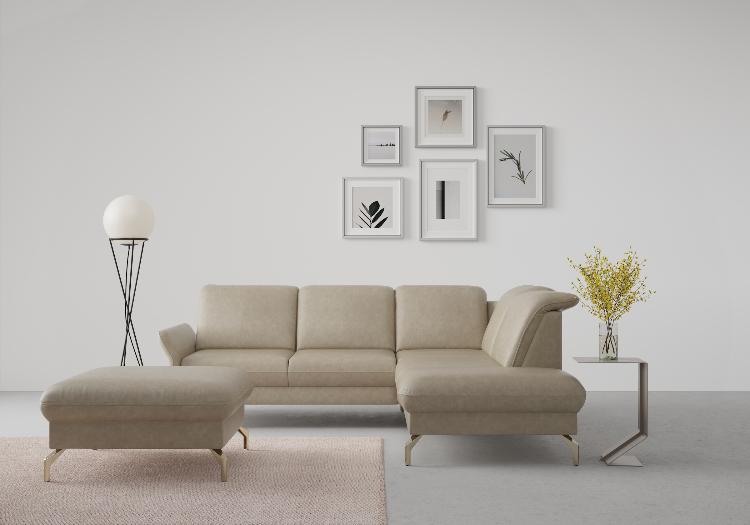 sit&more Ecksofa "Fashion L-Form" wahlweise mit Kopfteilverstellung, Vorziehsitz, motorisch, Nickelfüße