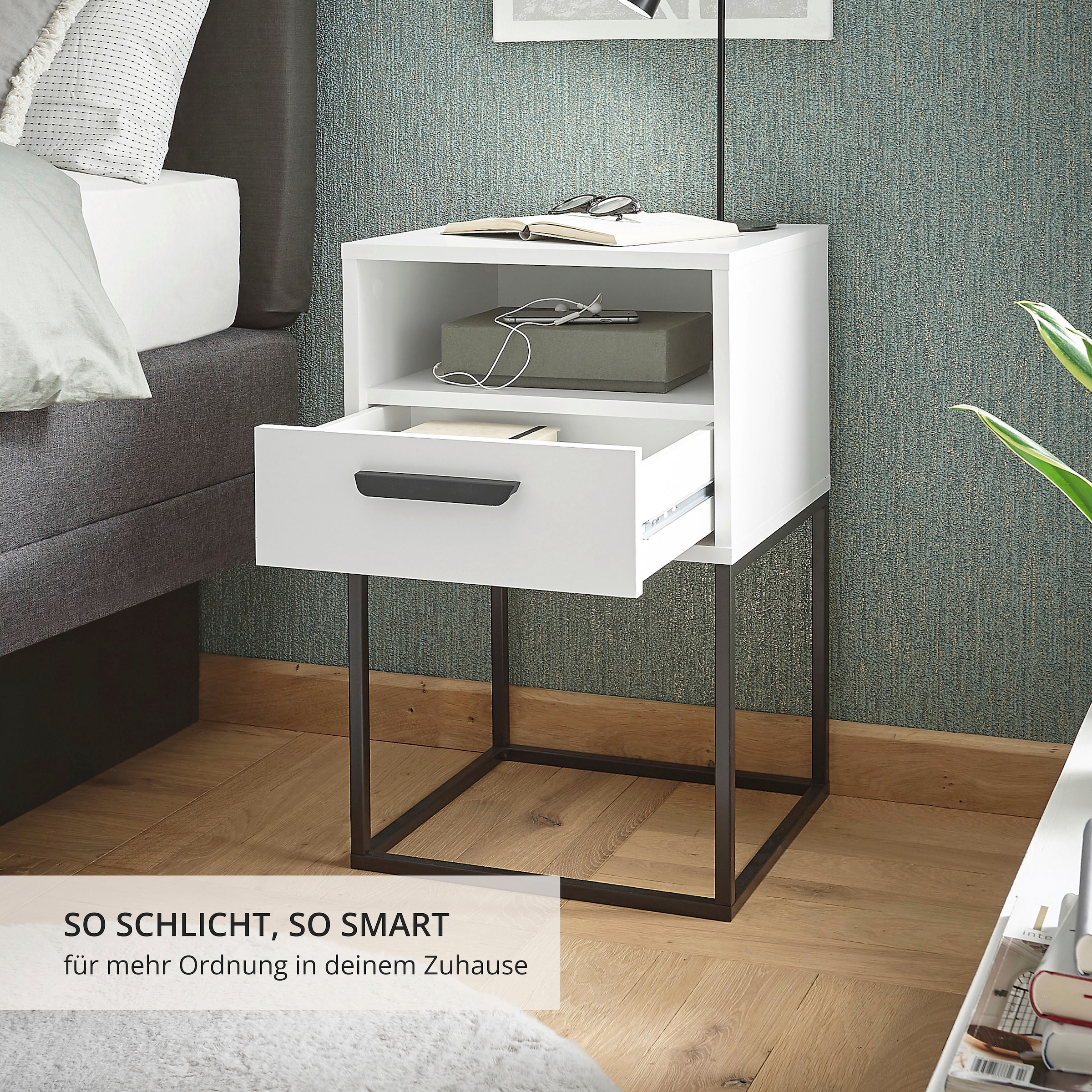Schlafkontor Nachtkommode »Cudro Nachttisch auf Fußgestell« mit einem offenen Fach für schnellen Zugriff