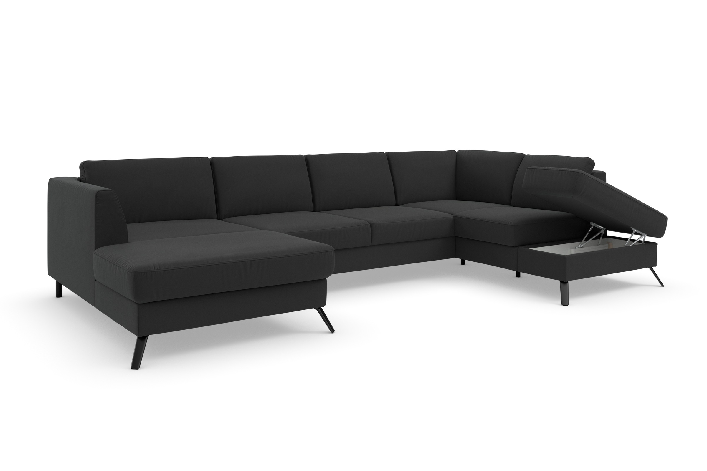 sit&more Wohnlandschaft »Olsen U-Form«, inklusive Sitztiefenverstellung, wahlweise mit Bettfunktion, 15cm hoch