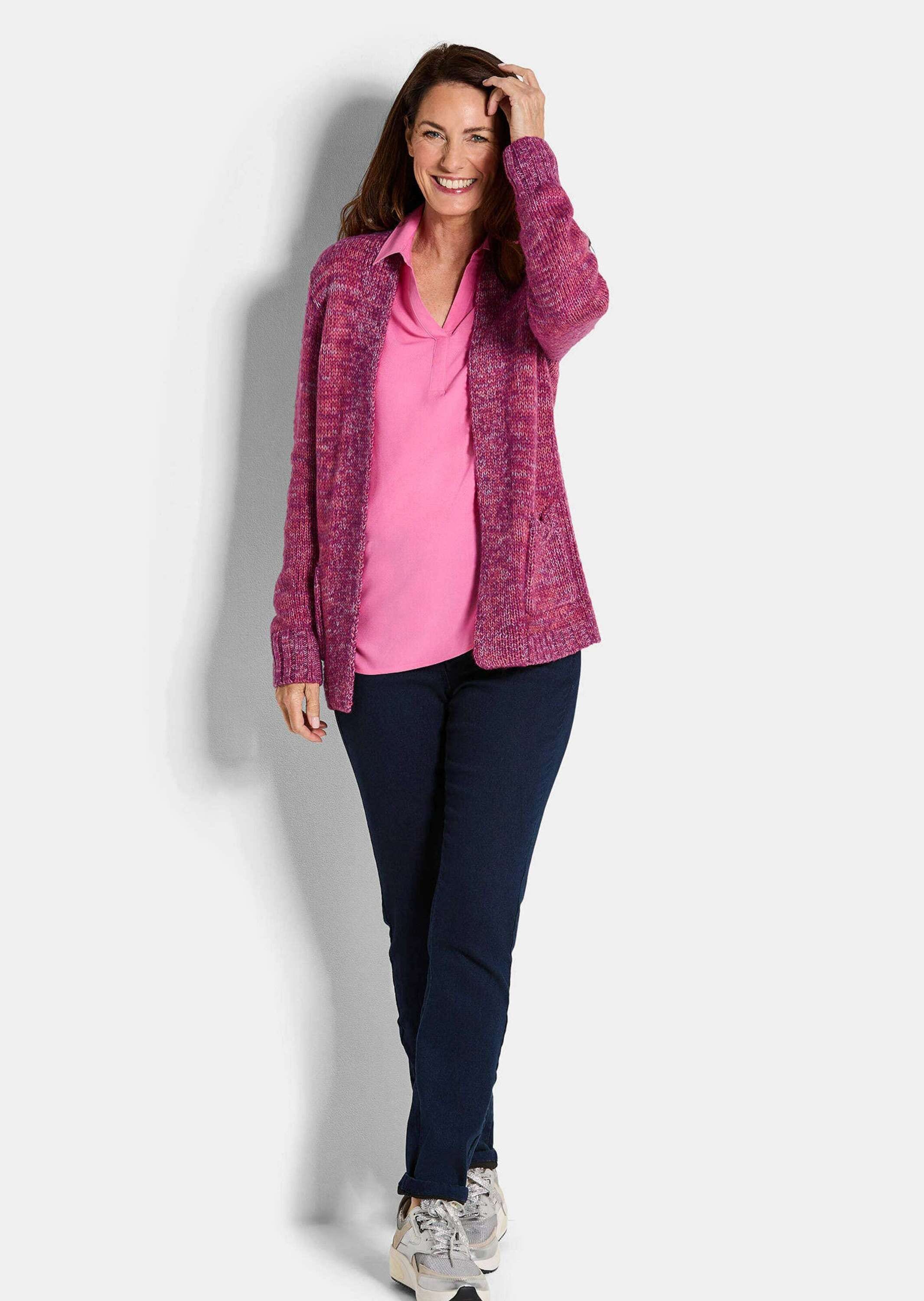 GOLDNER Strickjacke »Kurzgröße Langarm Melange-Cardigan, flauschig« Melange-Optik