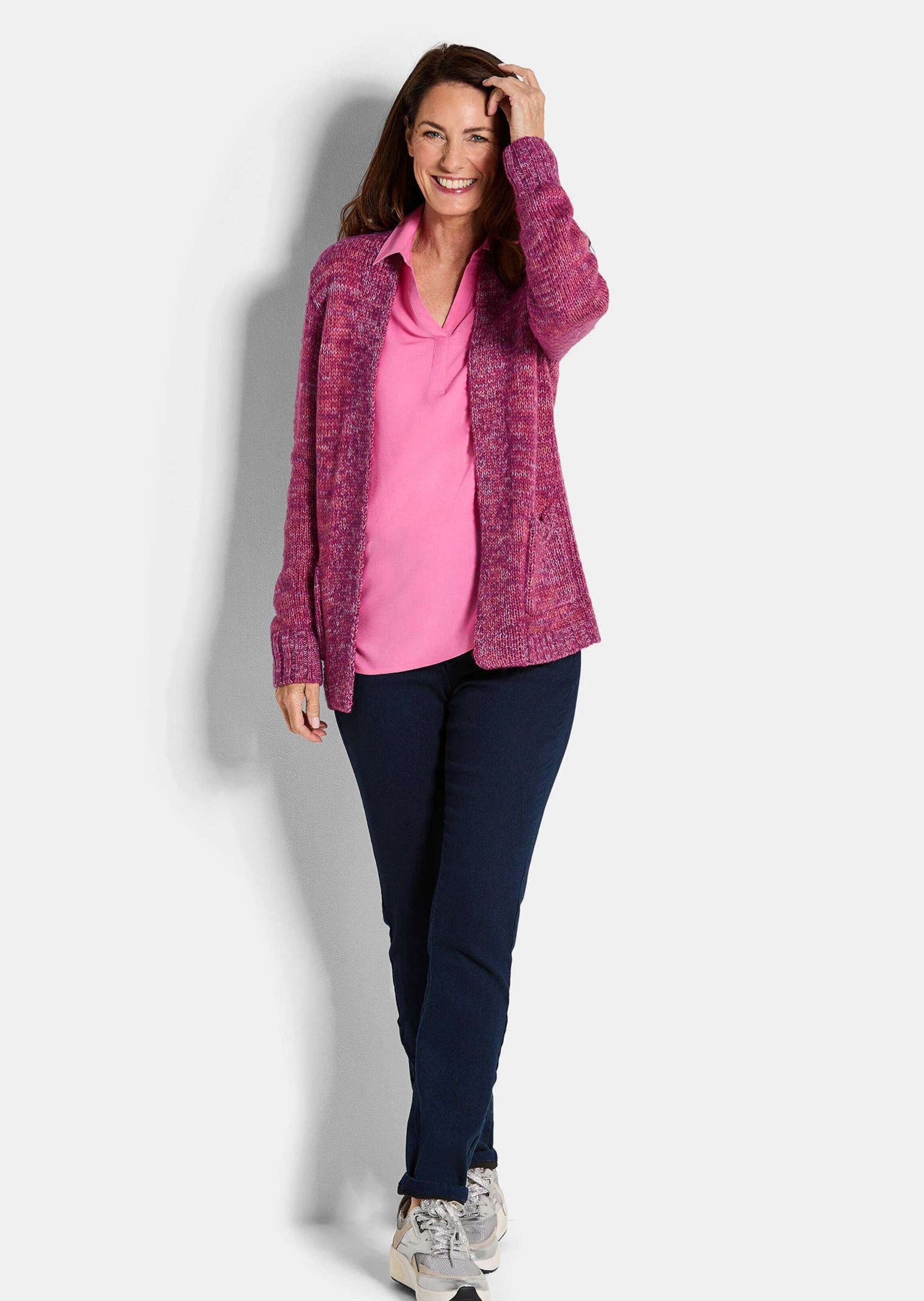 GOLDNER Strickjacke "Kurzgröße Langarm Melange-Cardigan, flauschig" Melange günstig online kaufen