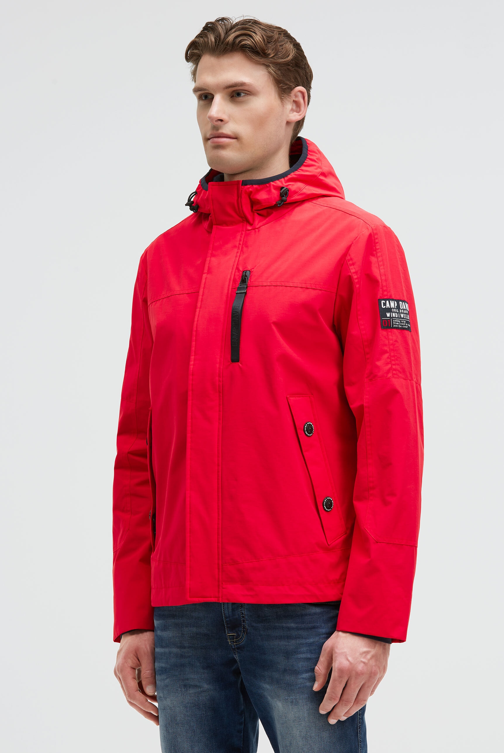 Outdoorjacke CAMP DAVID, Herren, Gr. 3XL, summer rot, Web, Material Oberstoff: 55% Baumwolle, 45% Polyamid, Futter Ärmel: 100% Polyamid, Futter Rumpf: 100% Polyester, unifarben, regular fit normal, eingesetzt Windstopperbündchen, Jacken Outdoorjacke, mit 