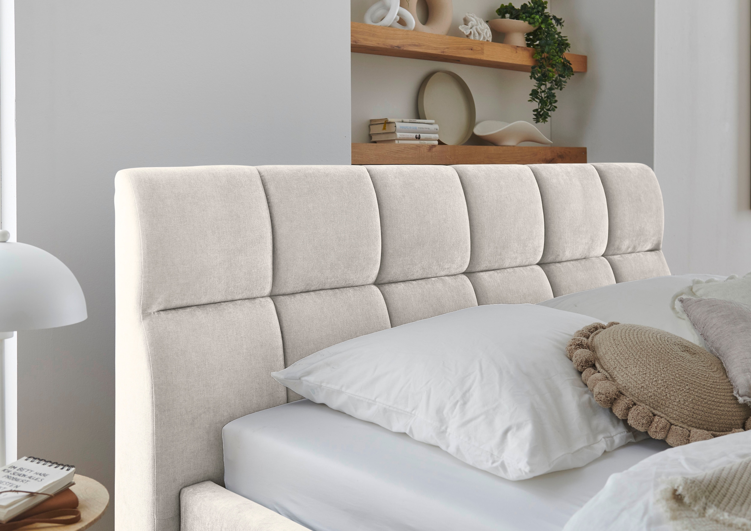 meise.möbel Polsterbett »Canyon, Breite 180cm, erhältlich in grau oder beige« inkl. Schubkasten im Fußteil - ideal als Hundebett nutzbar