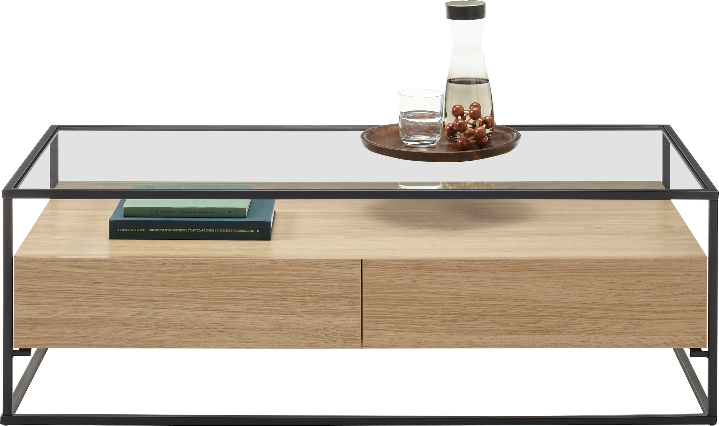 MCA furniture Couchtisch »Evora«, mit Glas und 2 Schubladen mit Push to open