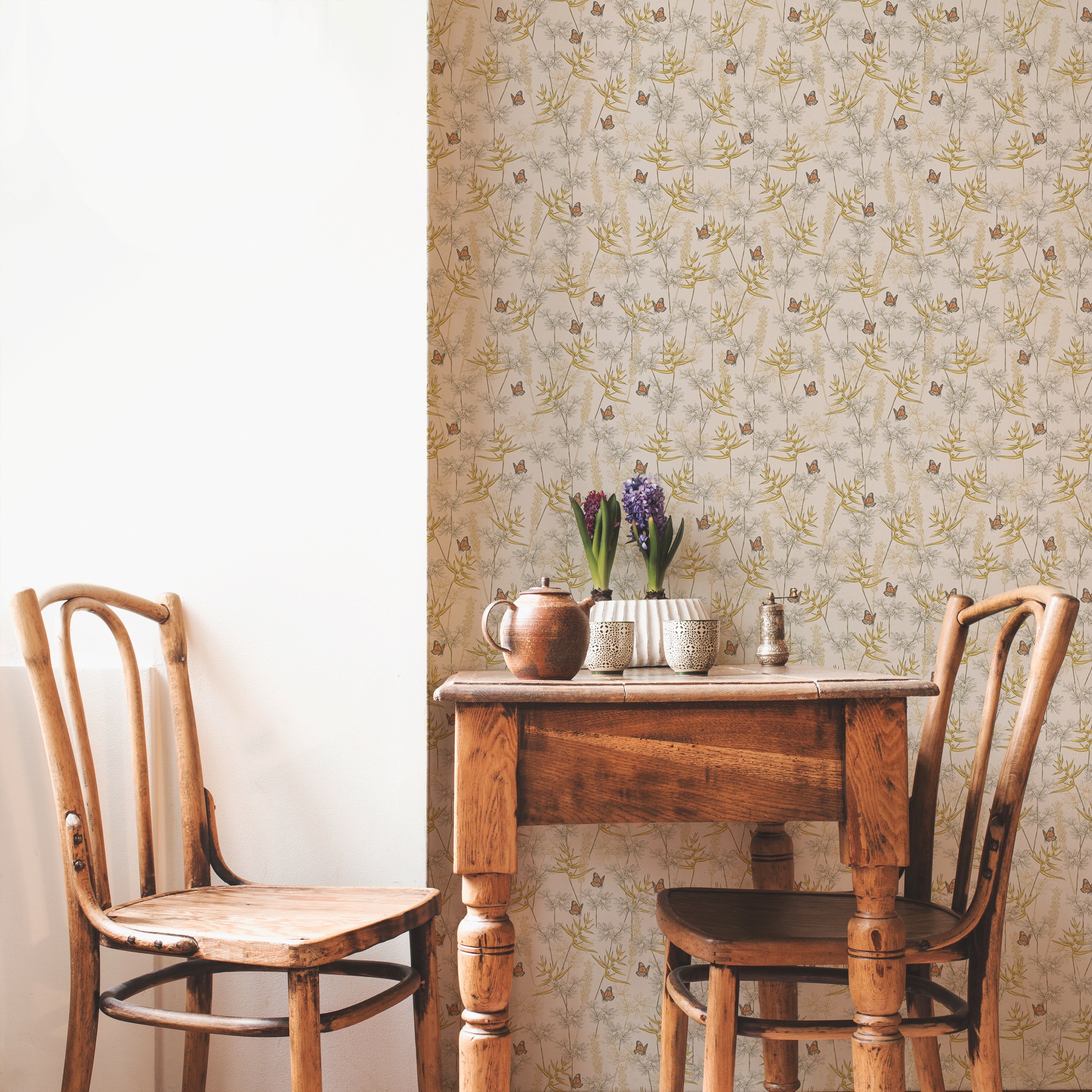 living walls Vliestapete »Drawn Into Nature Pflanzen-Tapete Mustertapete Floral Natur« matt strukturiert Vliestapete Blätter für Schlafzimmer Küche Wohnzimmer Pflanzen Design