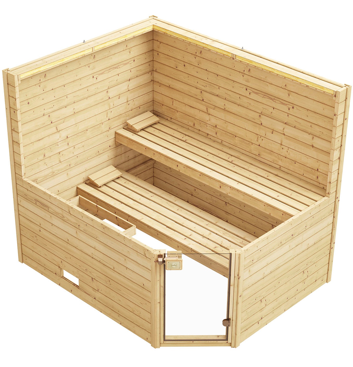 weka Sauna »Massivholzsauna VALIDA Eck 3«, Blockbohlen, moderne Ganzglastür, Eckeinstieg