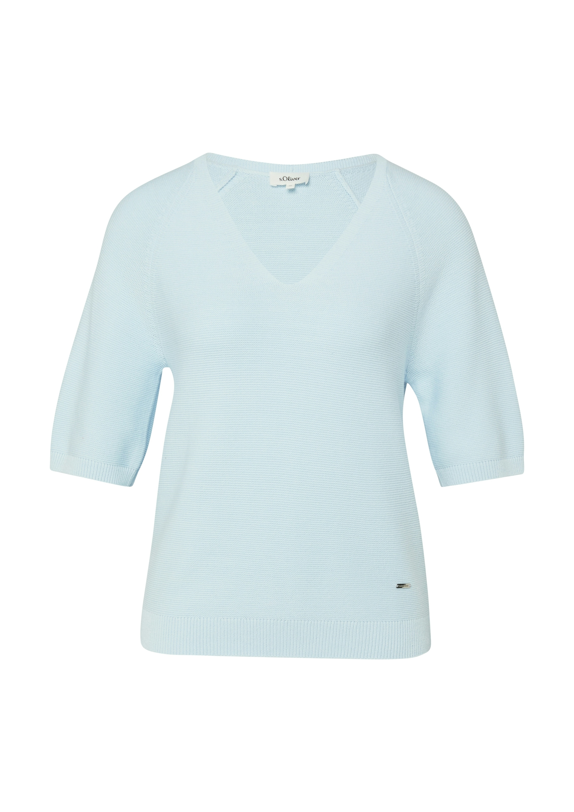 s.Oliver Strickpullover Kurzarm-Strickpullover mit V-Ausschnitt