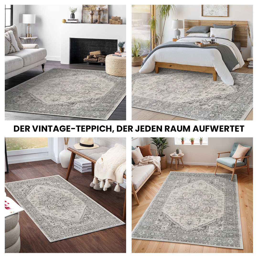 Livabliss Teppich »MENDOZA«, rechteckig, 8 mm Höhe, Vintage Orientteppich, Kurzflor Boho Wohnzimmerteppich, Läufer