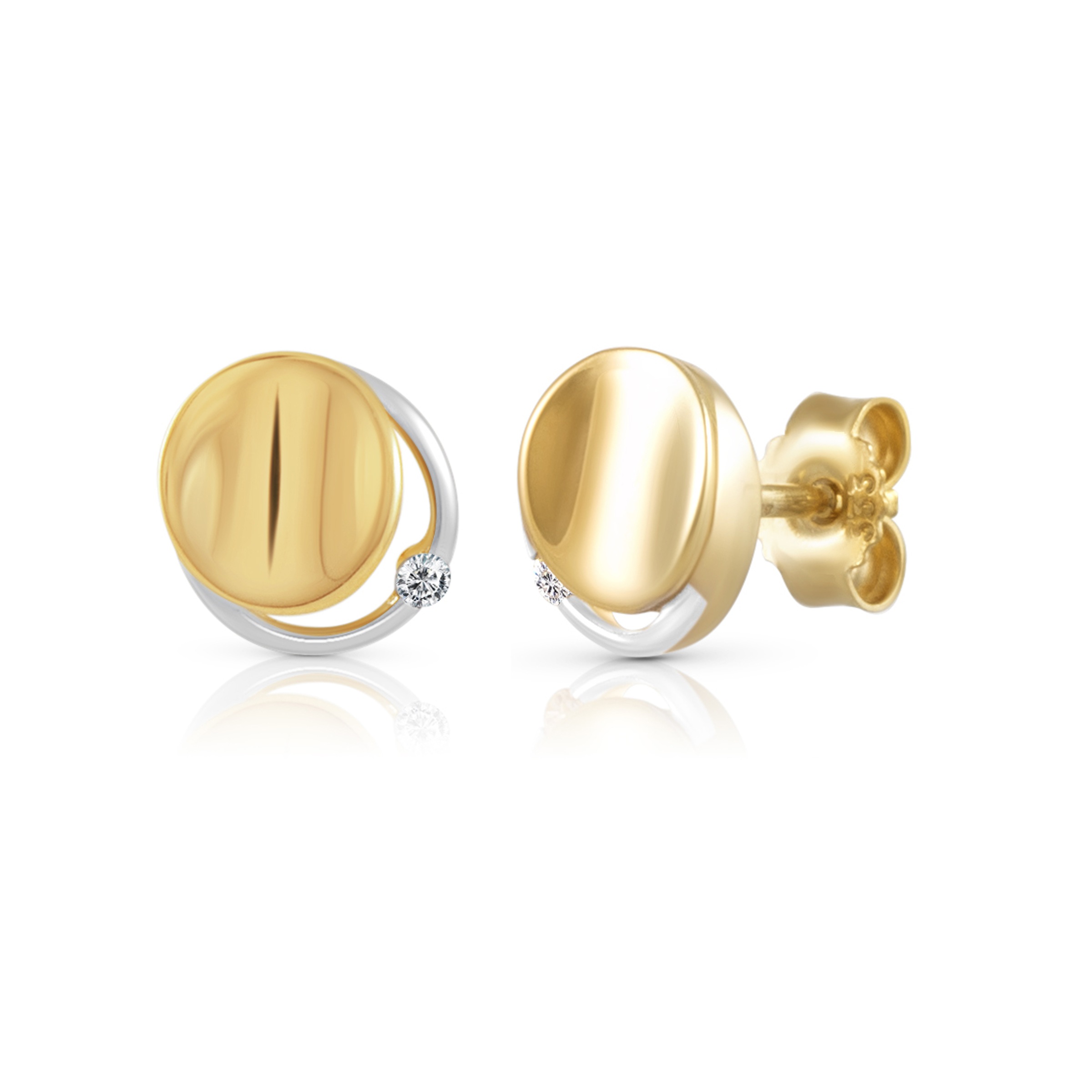 Paar Ohrstecker VIVANCE "333/- Gelbgold Zirkonia", gelb (gelb, weiß), Ohrringe, Damen, one-size, Gold