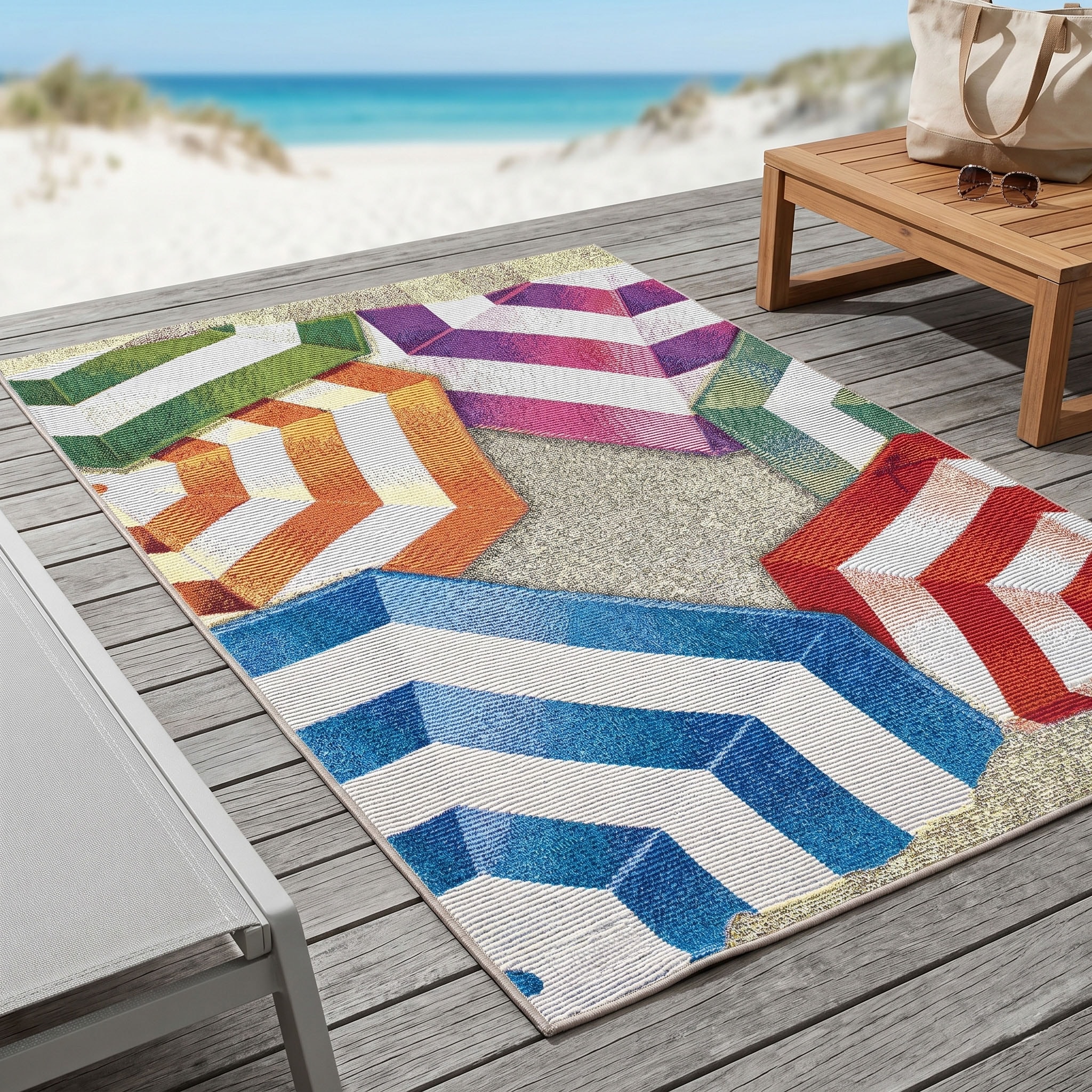 Sansibar Teppich "Rantum Beach SA-019" rechteckig 5 mm Höhe Flachgewebe, modernes Design, Sonnenschirme, In- und Outdoor geeignet