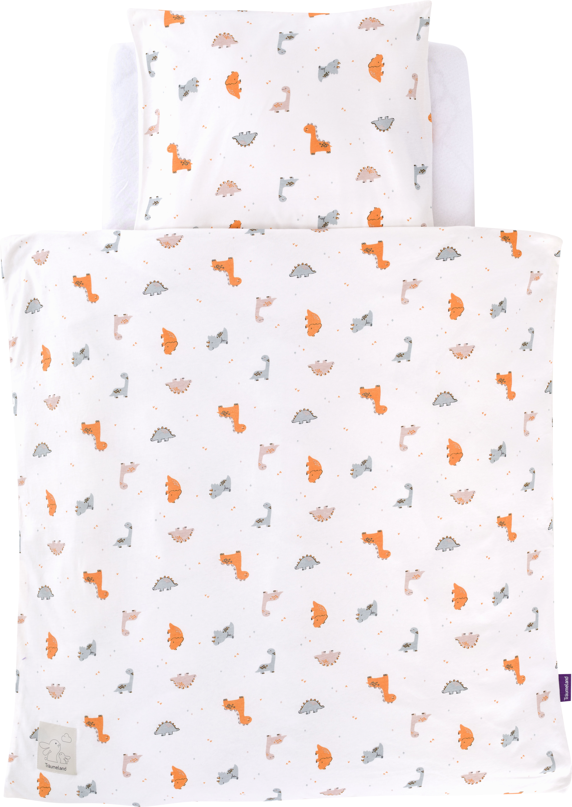 Träumeland Babybettwäsche "Jersey Dinolino" 2 Stk. mit Allover-Print günstig online kaufen