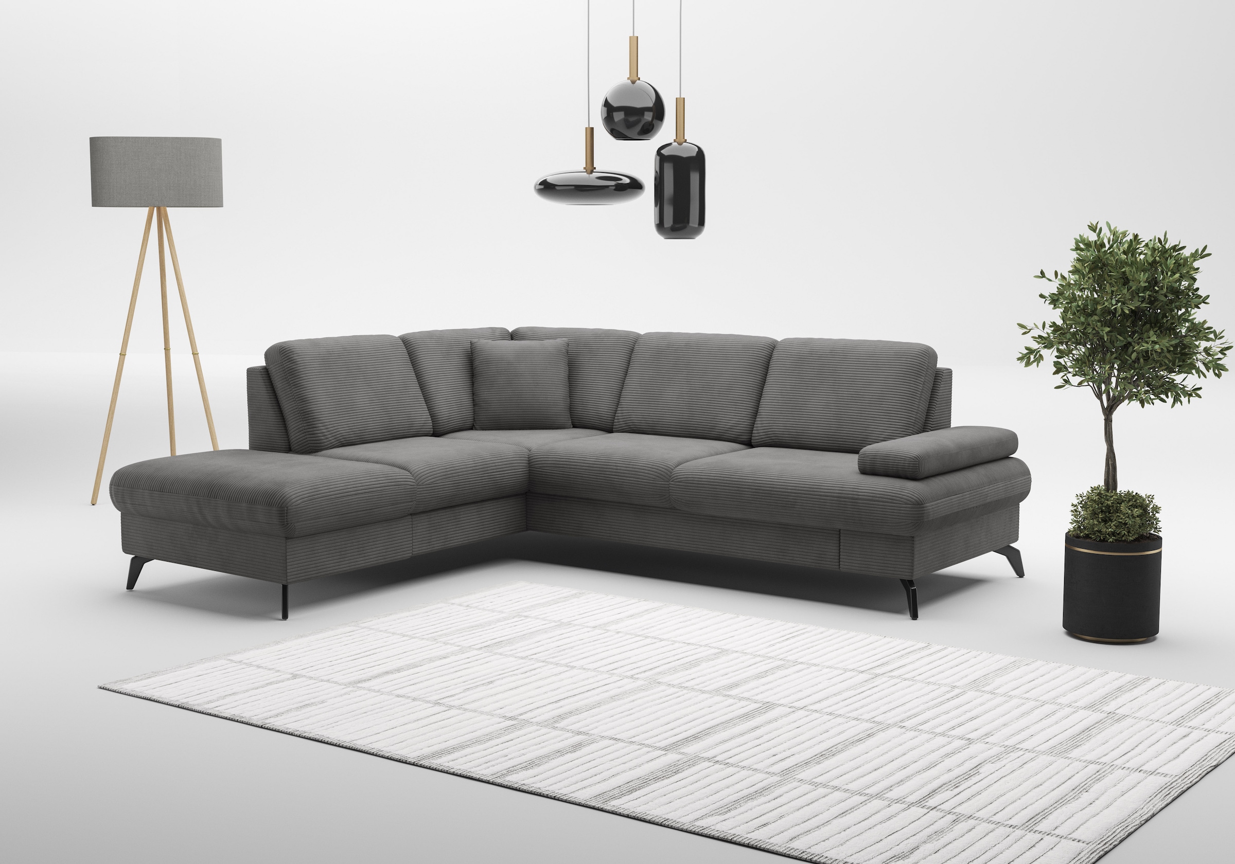 sit&more Ecksofa »Morris Jubi L-Form«, inkl. Armteilfunktion und 1 Zierkissen, wahlweise mit Bettfunktion