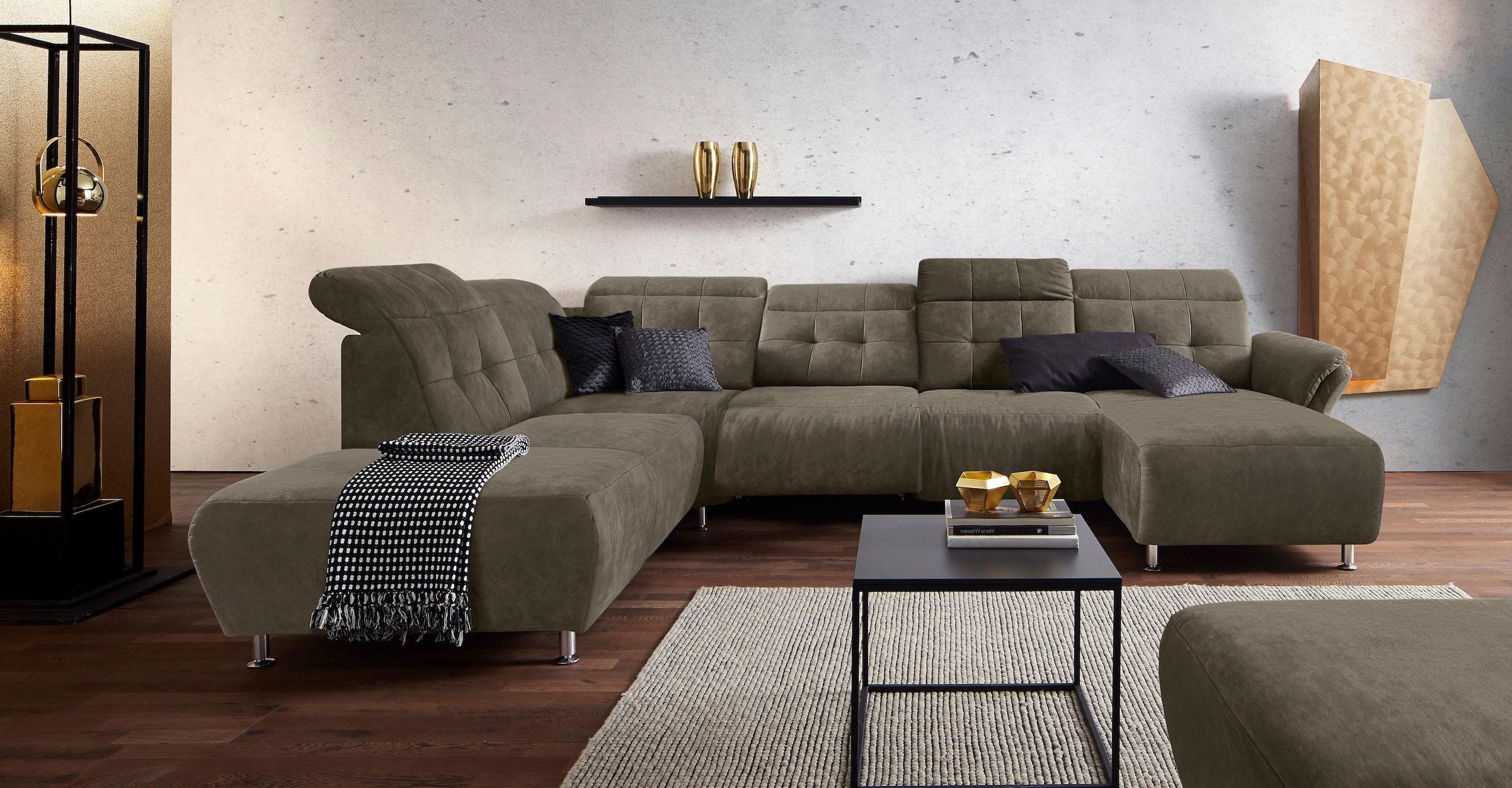 Home affaire Wohnlandschaft "Manhattan U-Form" 2 Sitze mit elektrischer Rel günstig online kaufen