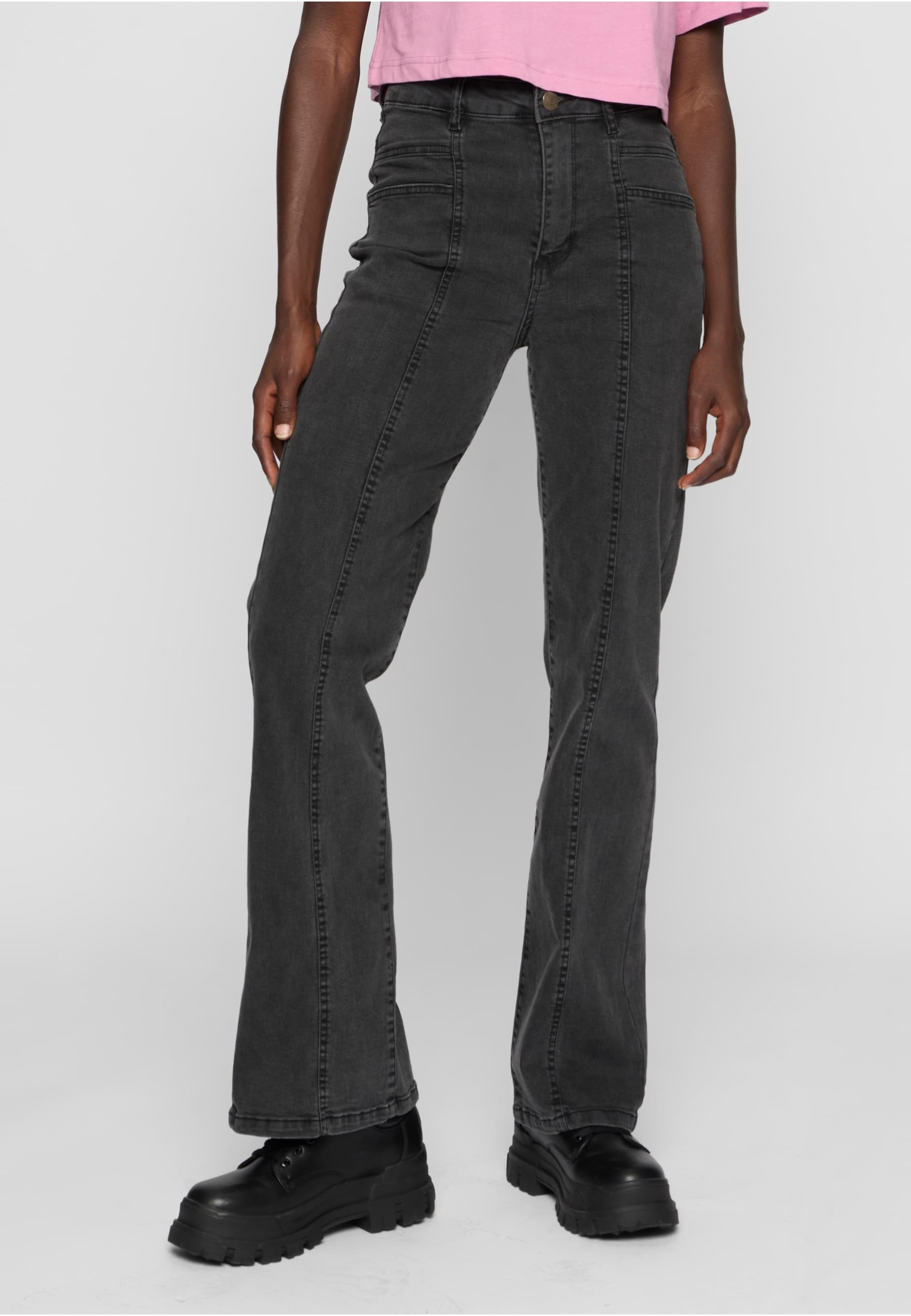 URBAN CLASSICS Bequeme Jeans »Urban Classics Damen Ladies High Waist Straight Slit Denim Pants«, (1 tlg.)