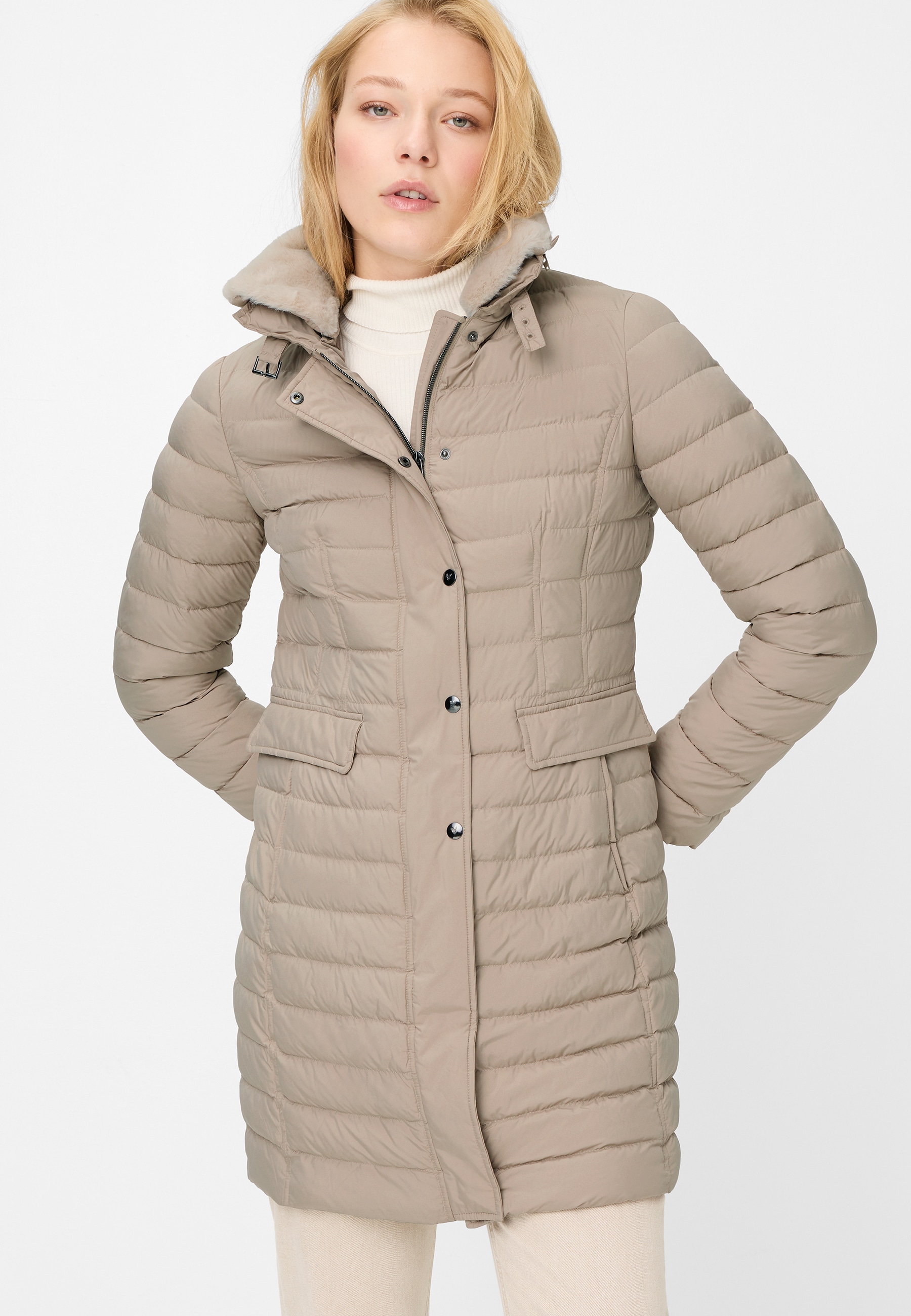 Fuchs Schmitt Steppmantel mit Plüschkragen, Regular Fit, verdeckter Reißverschluss