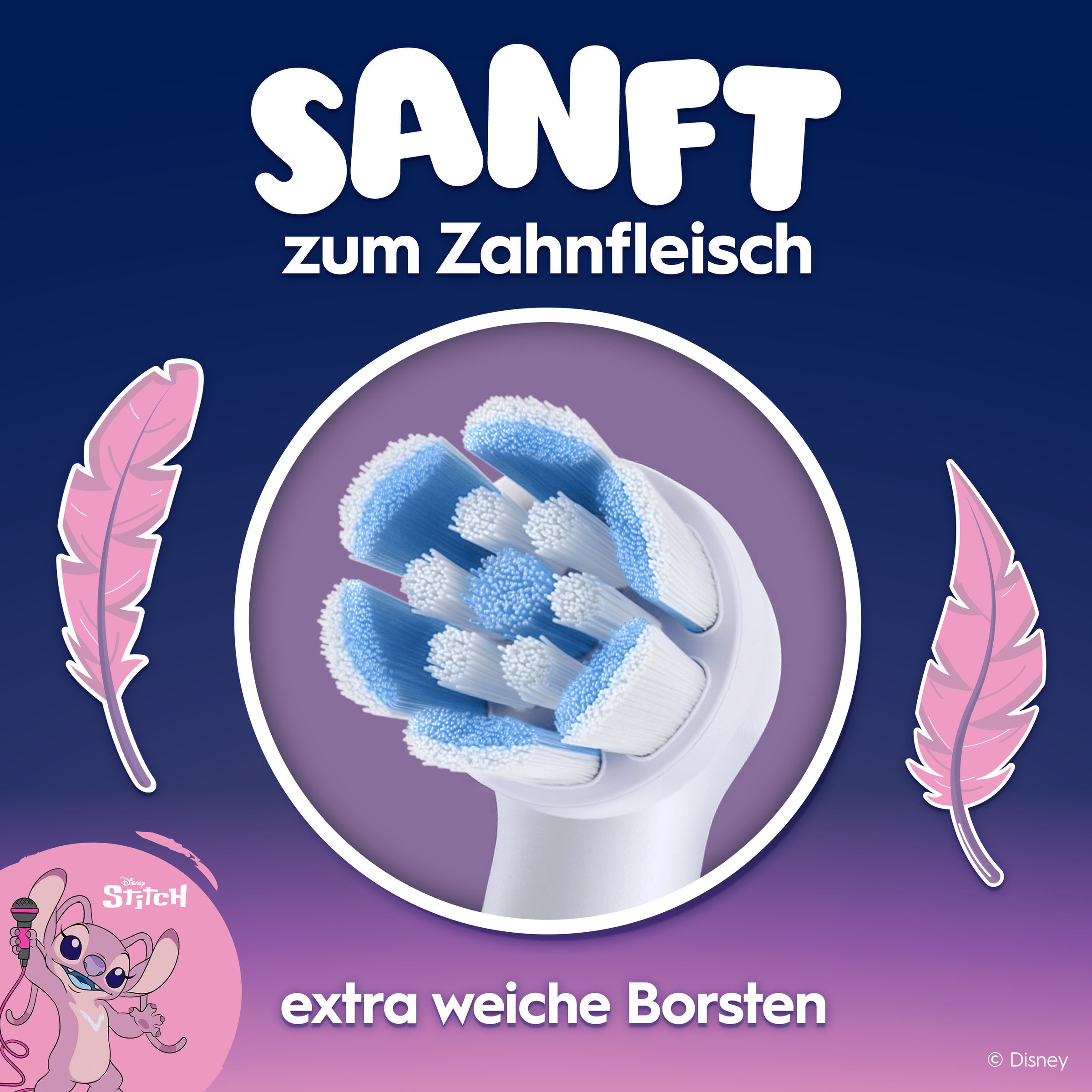 Oral-B Aufsteckbürsten »iO Kids 6+ Disney Stitch« Sanft zu wackeligen Zähnen & Zahnfleisch, ab 6 Jahren, 4 Stück